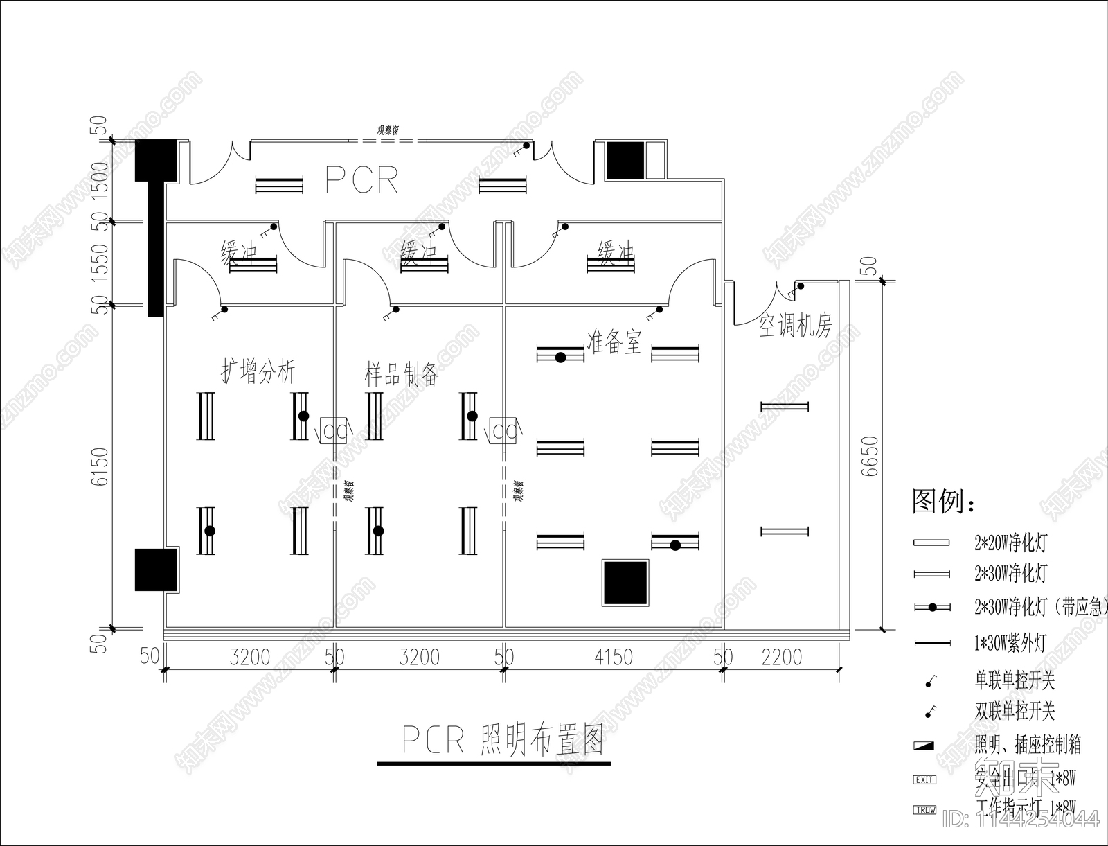 PCR实验室装修电气暖通设计说明cad施工图下载【ID:1144254044】