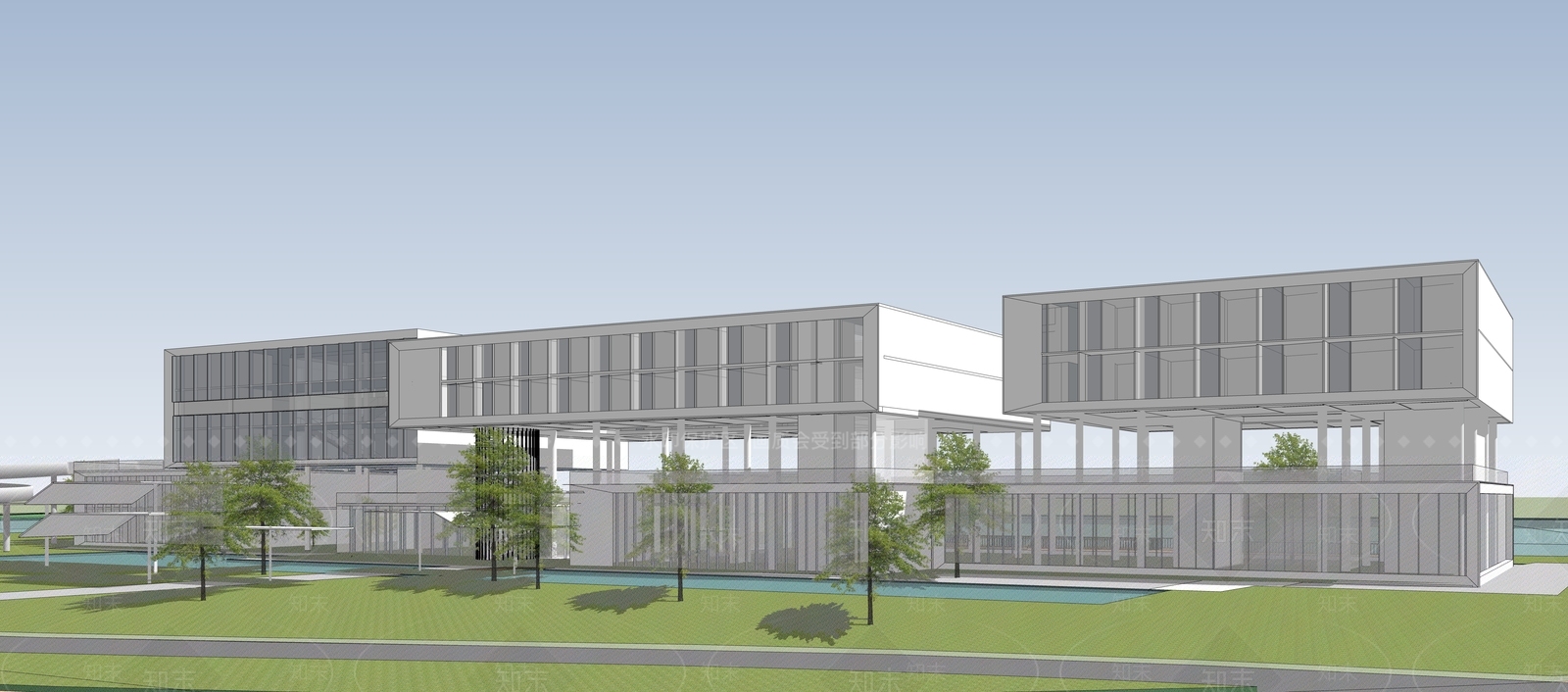 现代天鹅湖简约酒店SU模型下载【ID:1144254771】