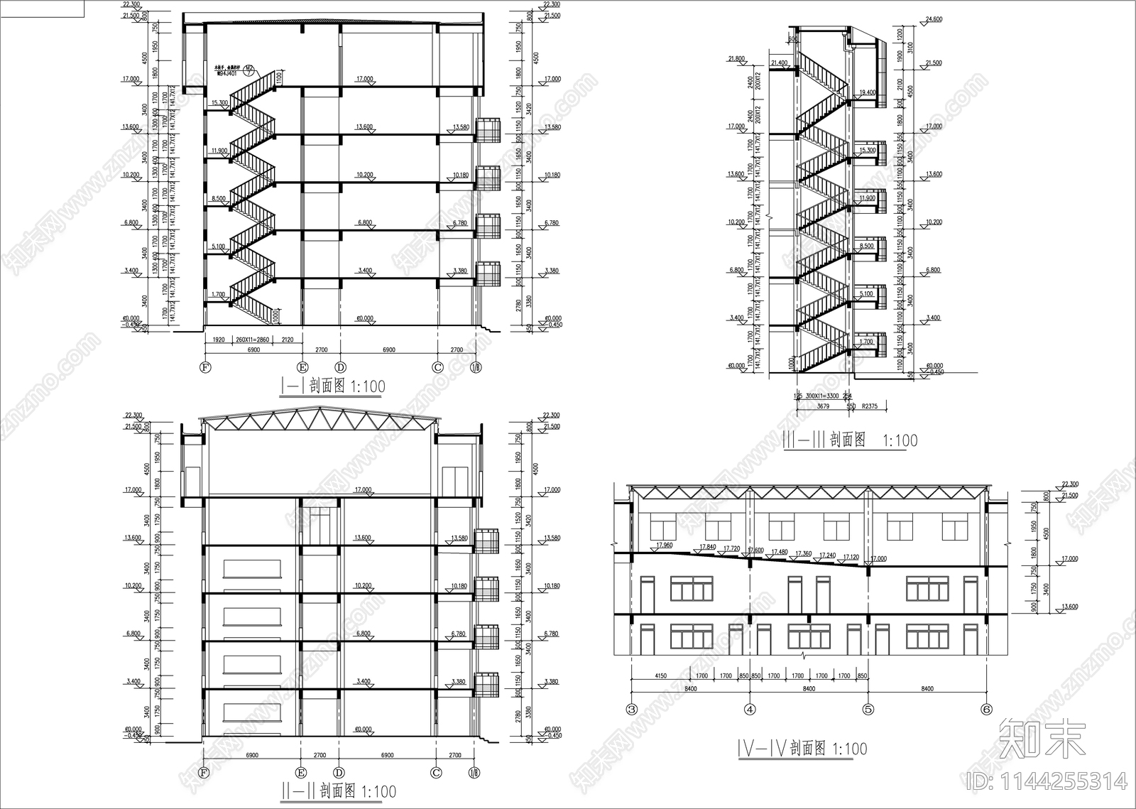 职校教学楼建筑cad施工图下载【ID:1144255314】