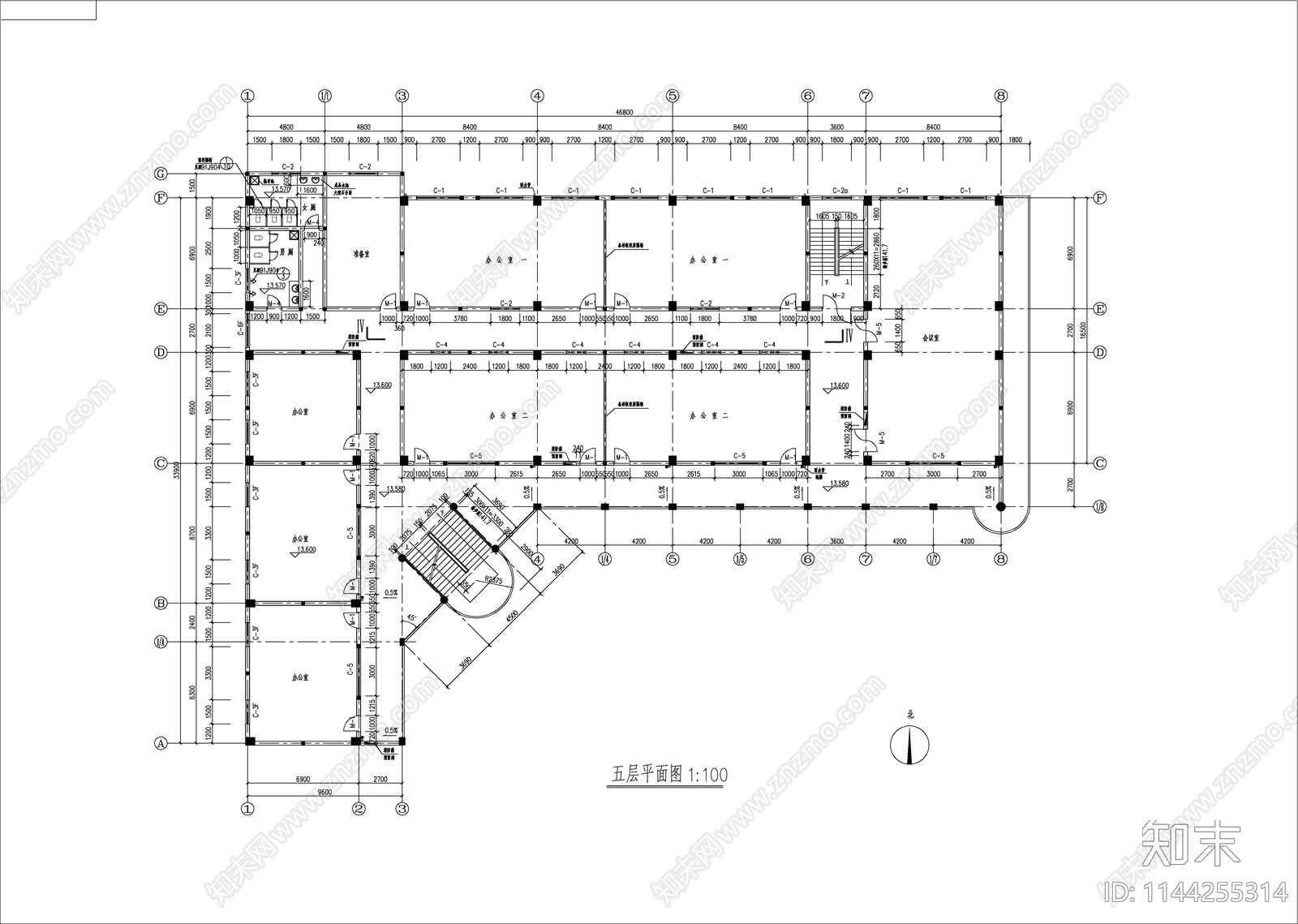 职校教学楼建筑cad施工图下载【ID:1144255314】