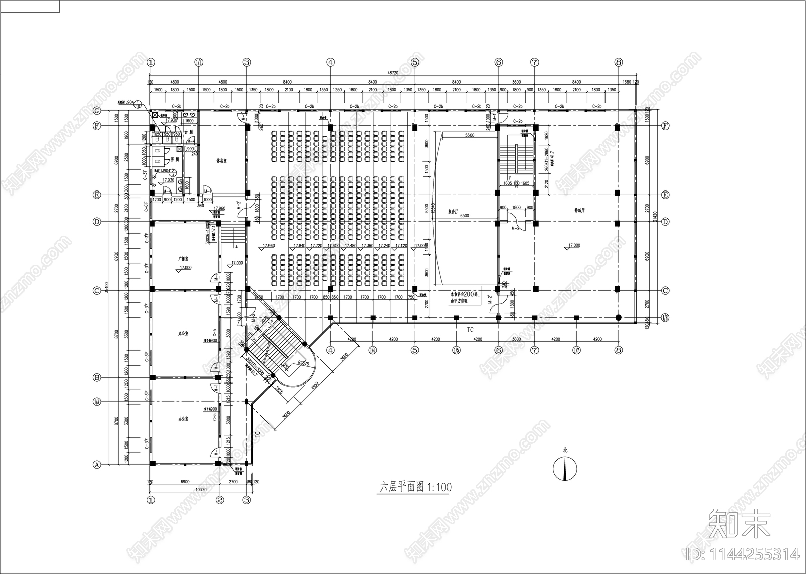 职校教学楼建筑cad施工图下载【ID:1144255314】