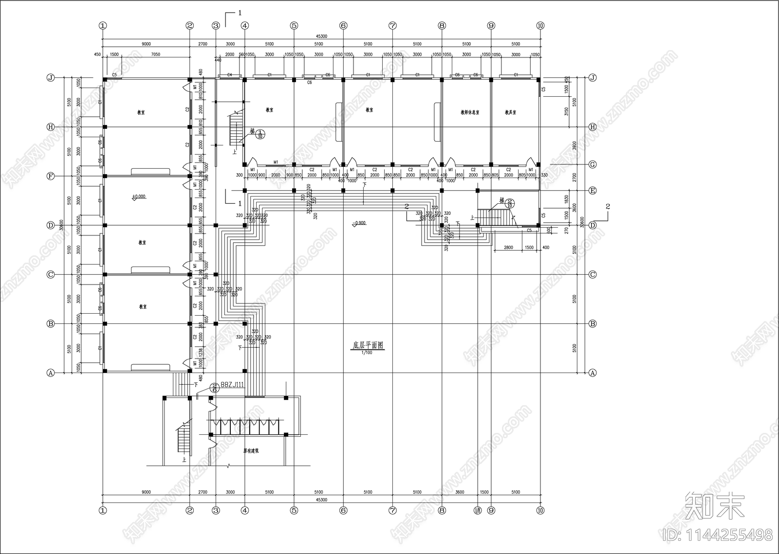 小学教学楼建筑cad施工图下载【ID:1144255498】