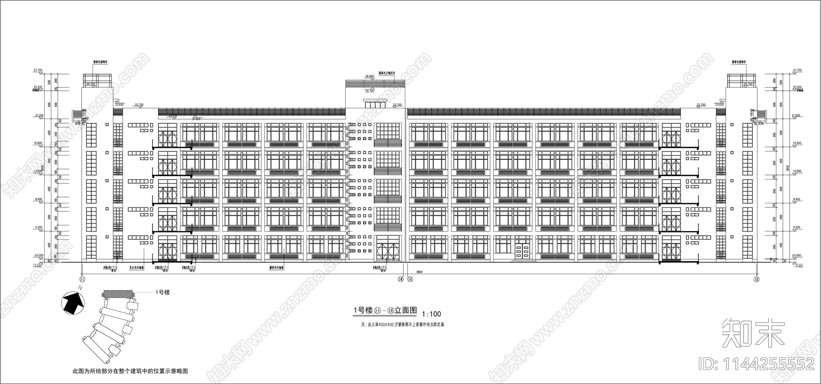 某技术学院教学楼建筑cad施工图下载【ID:1144255552】