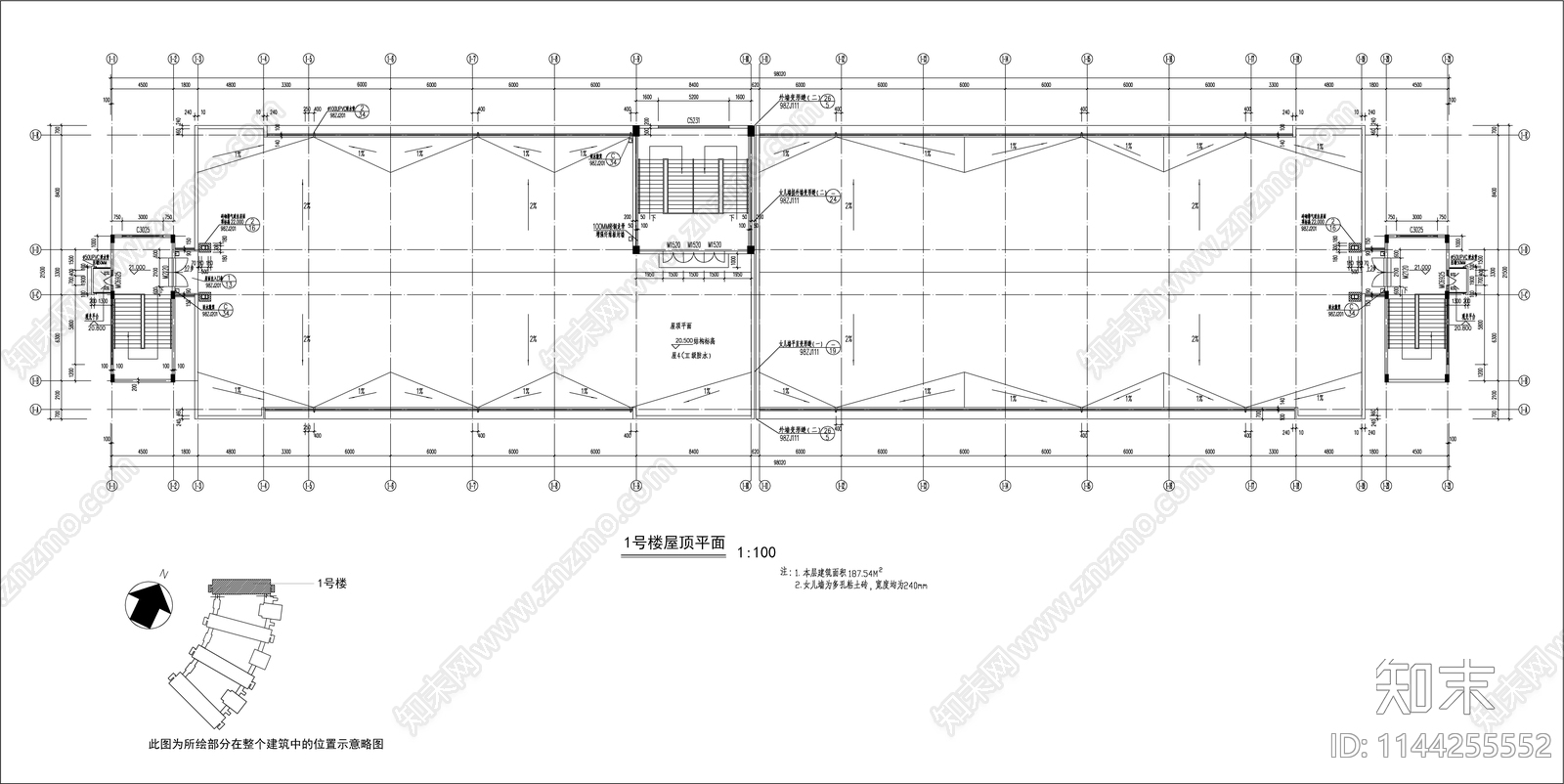 某技术学院教学楼建筑cad施工图下载【ID:1144255552】