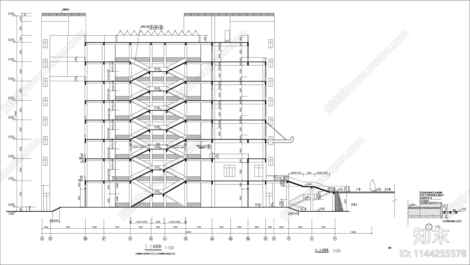 某大学教学楼报告厅建筑cad施工图下载【ID:1144255578】