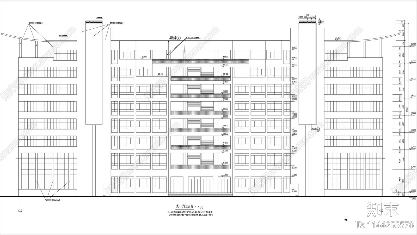 某大学教学楼报告厅建筑cad施工图下载【ID:1144255578】