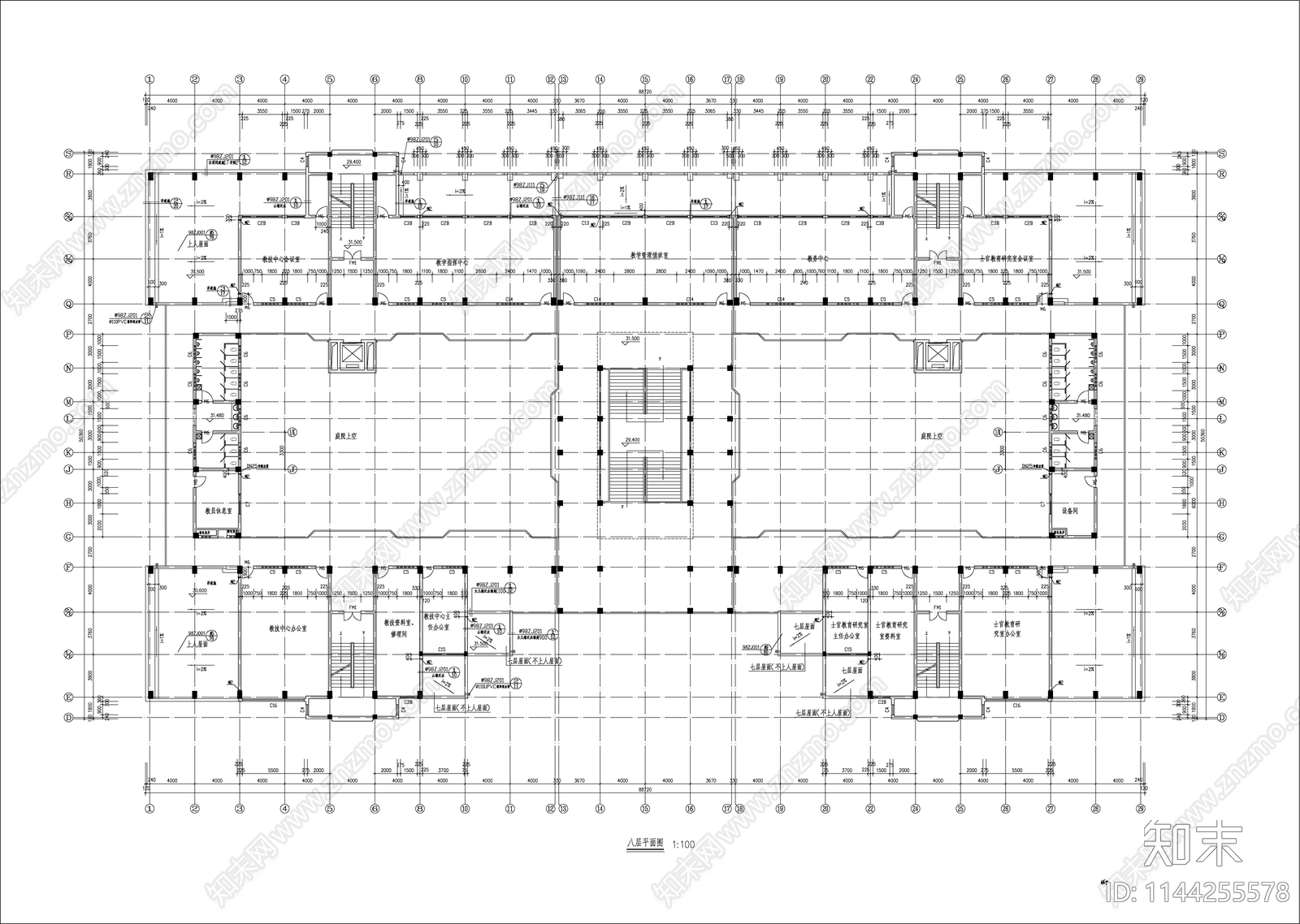 某大学教学楼报告厅建筑cad施工图下载【ID:1144255578】