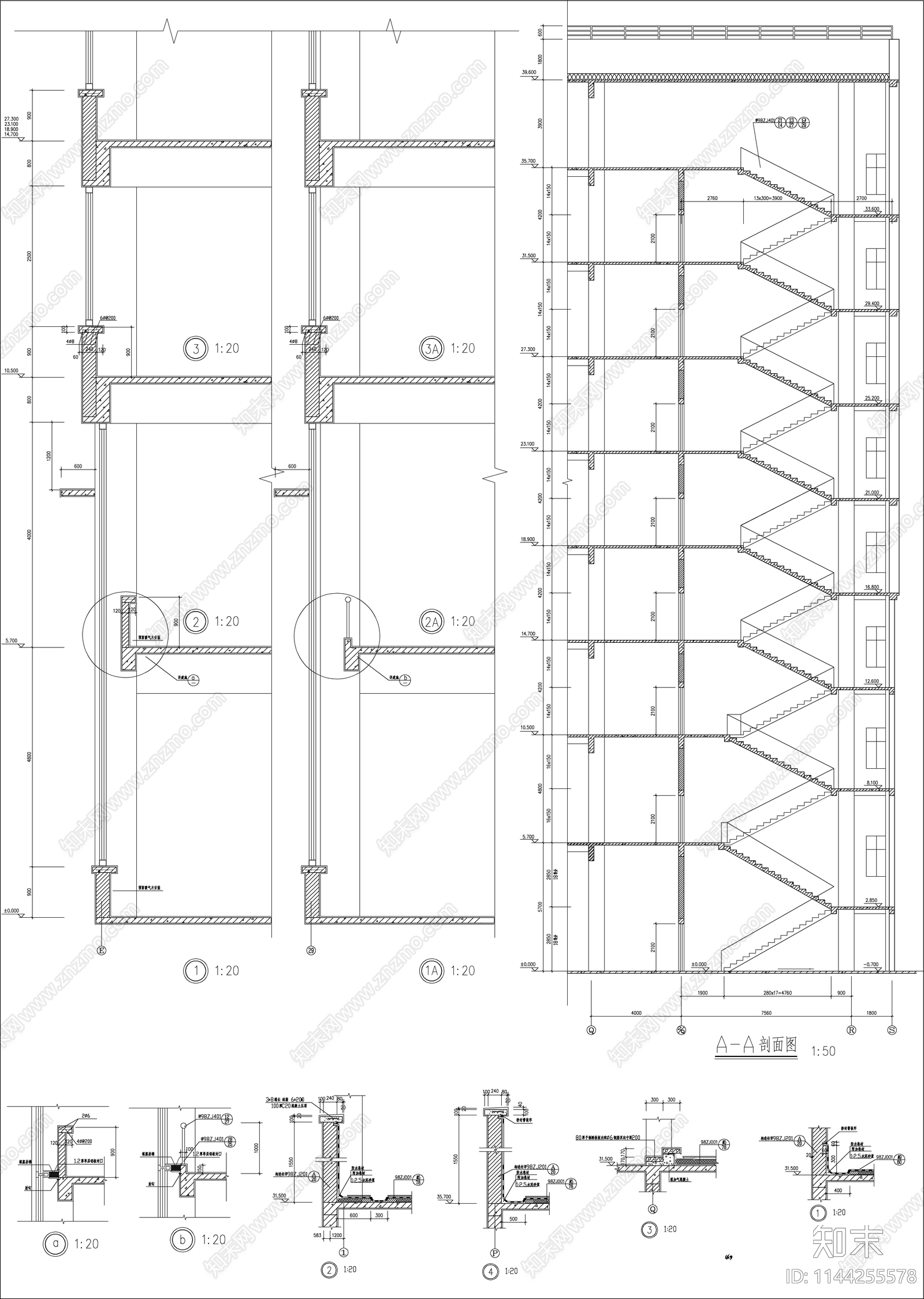 某大学教学楼报告厅建筑cad施工图下载【ID:1144255578】