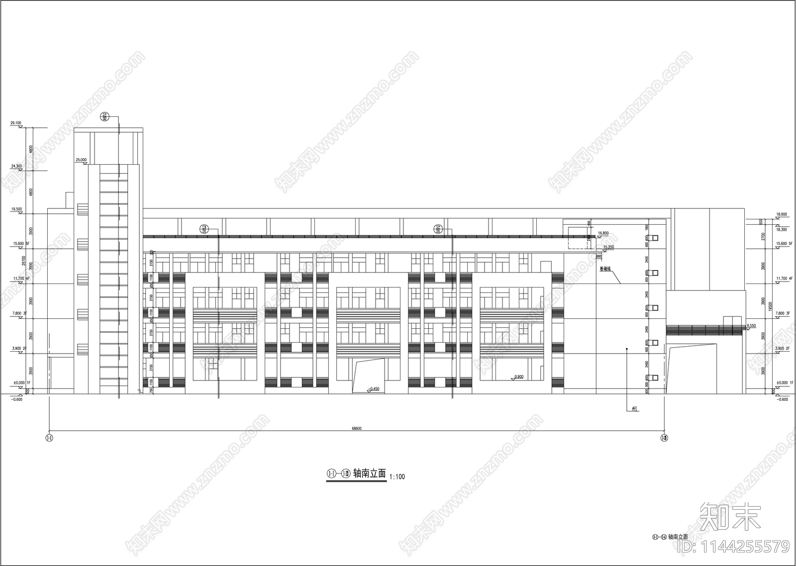 某县城中学教学楼建筑cad施工图下载【ID:1144255579】