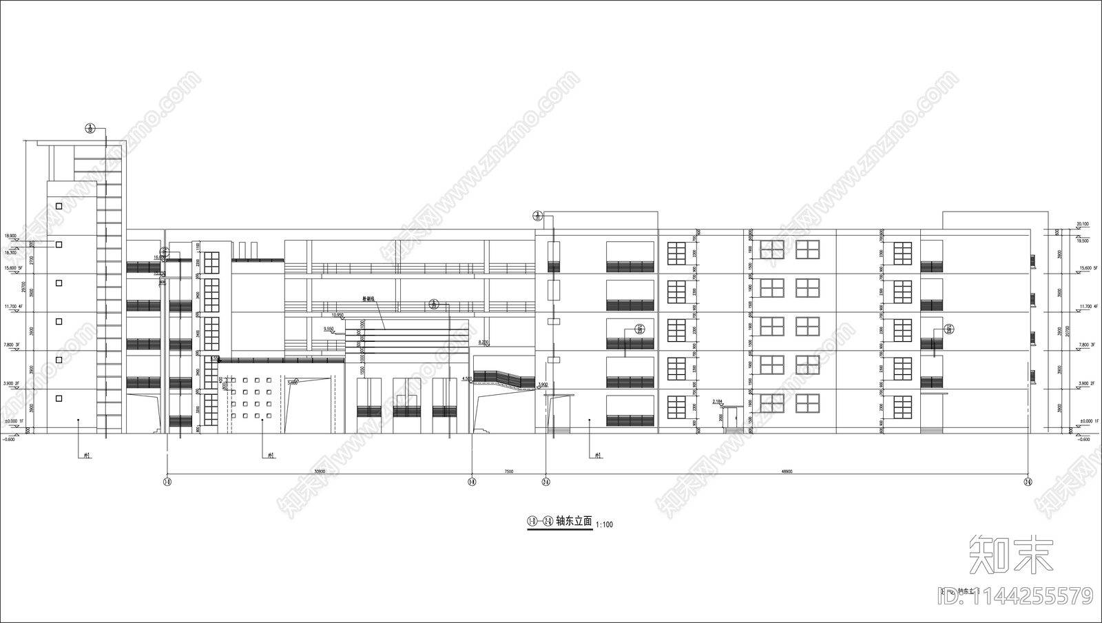 某县城中学教学楼建筑cad施工图下载【ID:1144255579】