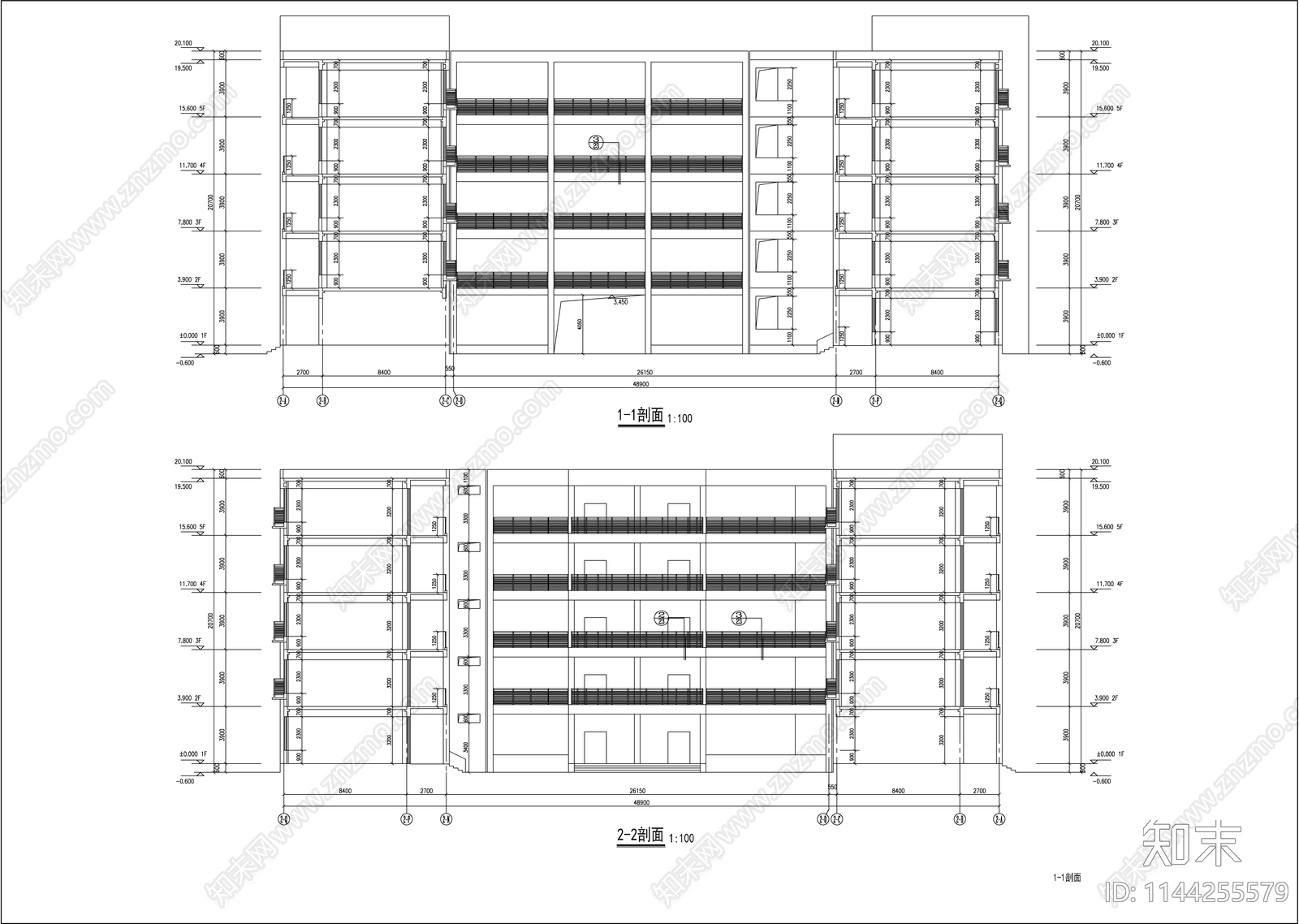 某县城中学教学楼建筑cad施工图下载【ID:1144255579】