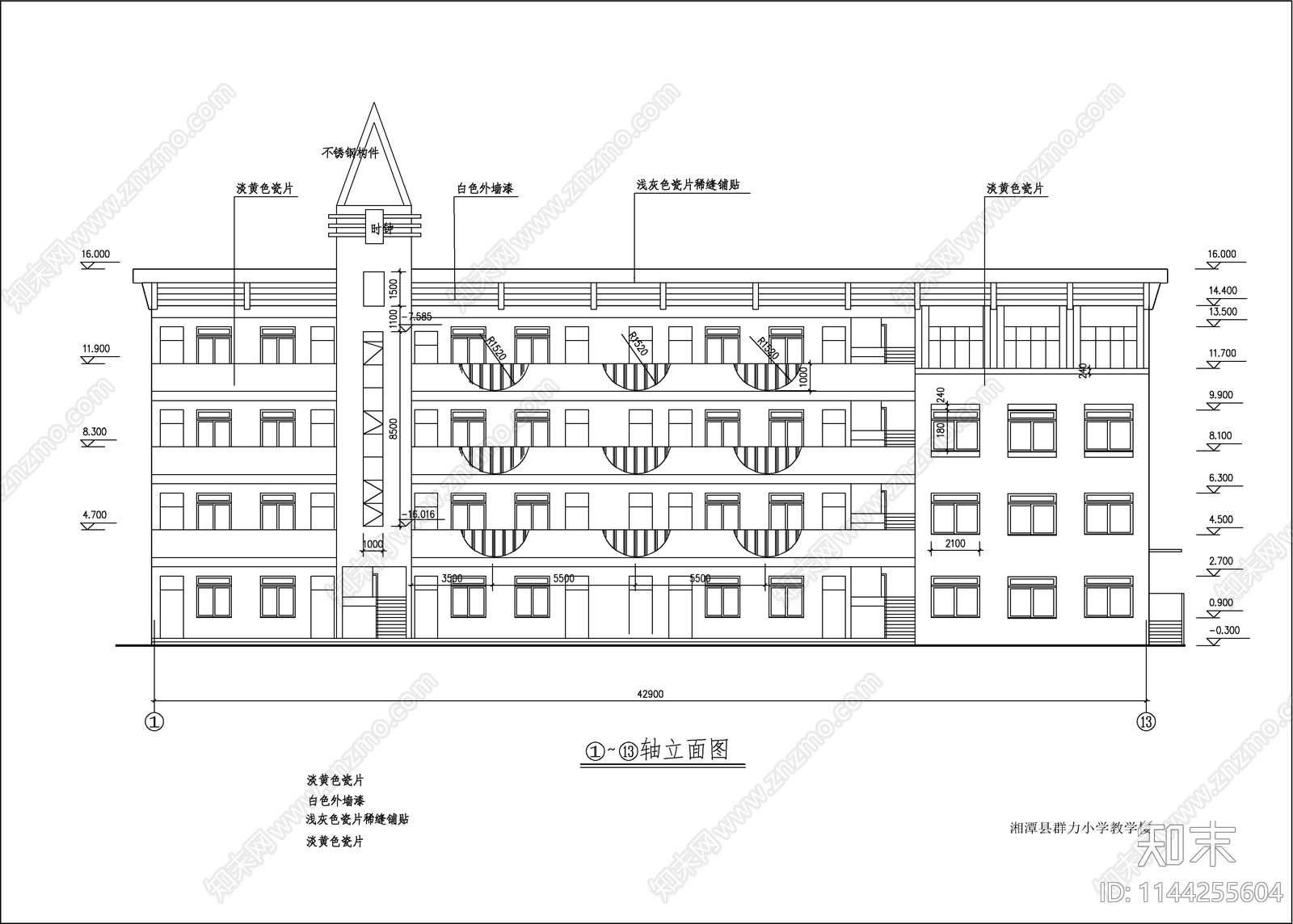 某乡镇小学教学楼建筑cad施工图下载【ID:1144255604】