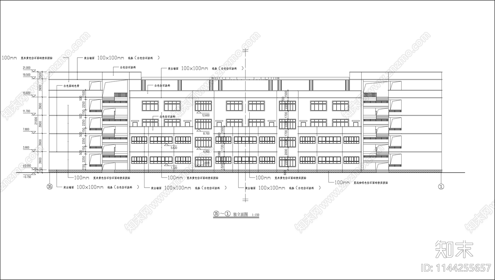 某职业学校教学楼建筑cad施工图下载【ID:1144255657】