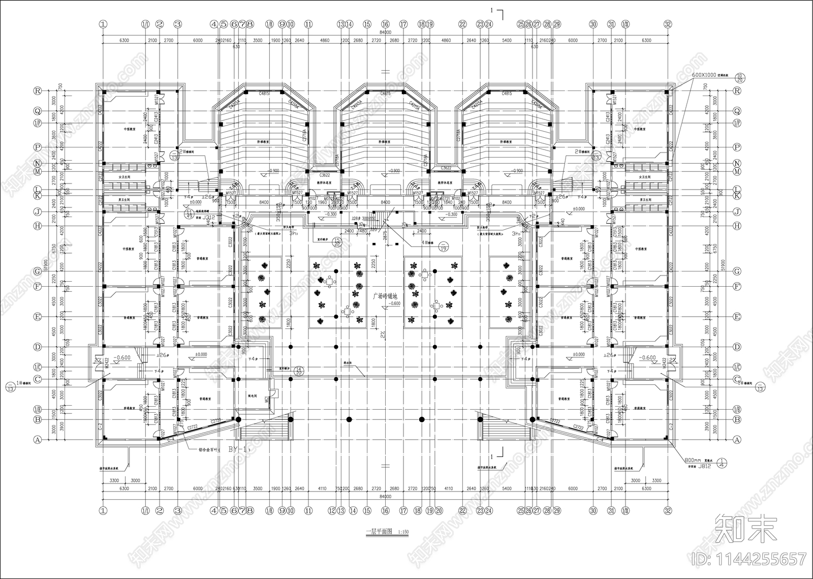 某职业学校教学楼建筑cad施工图下载【ID:1144255657】