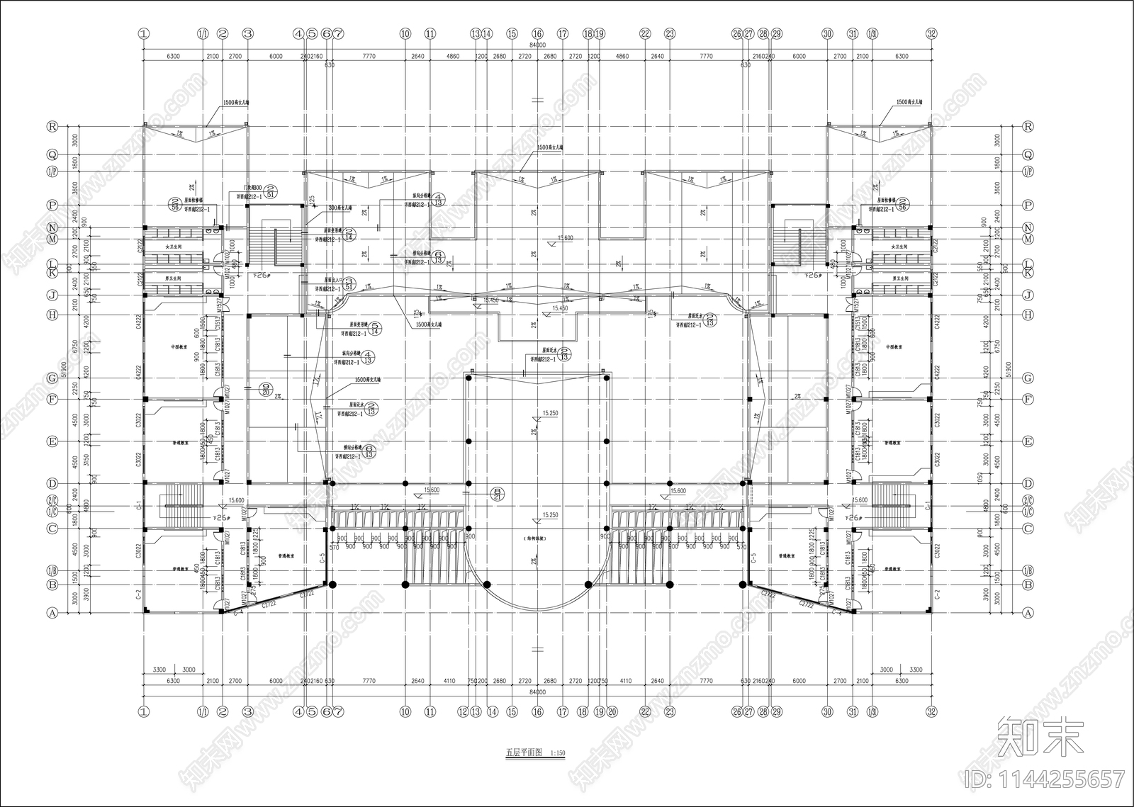 某职业学校教学楼建筑cad施工图下载【ID:1144255657】