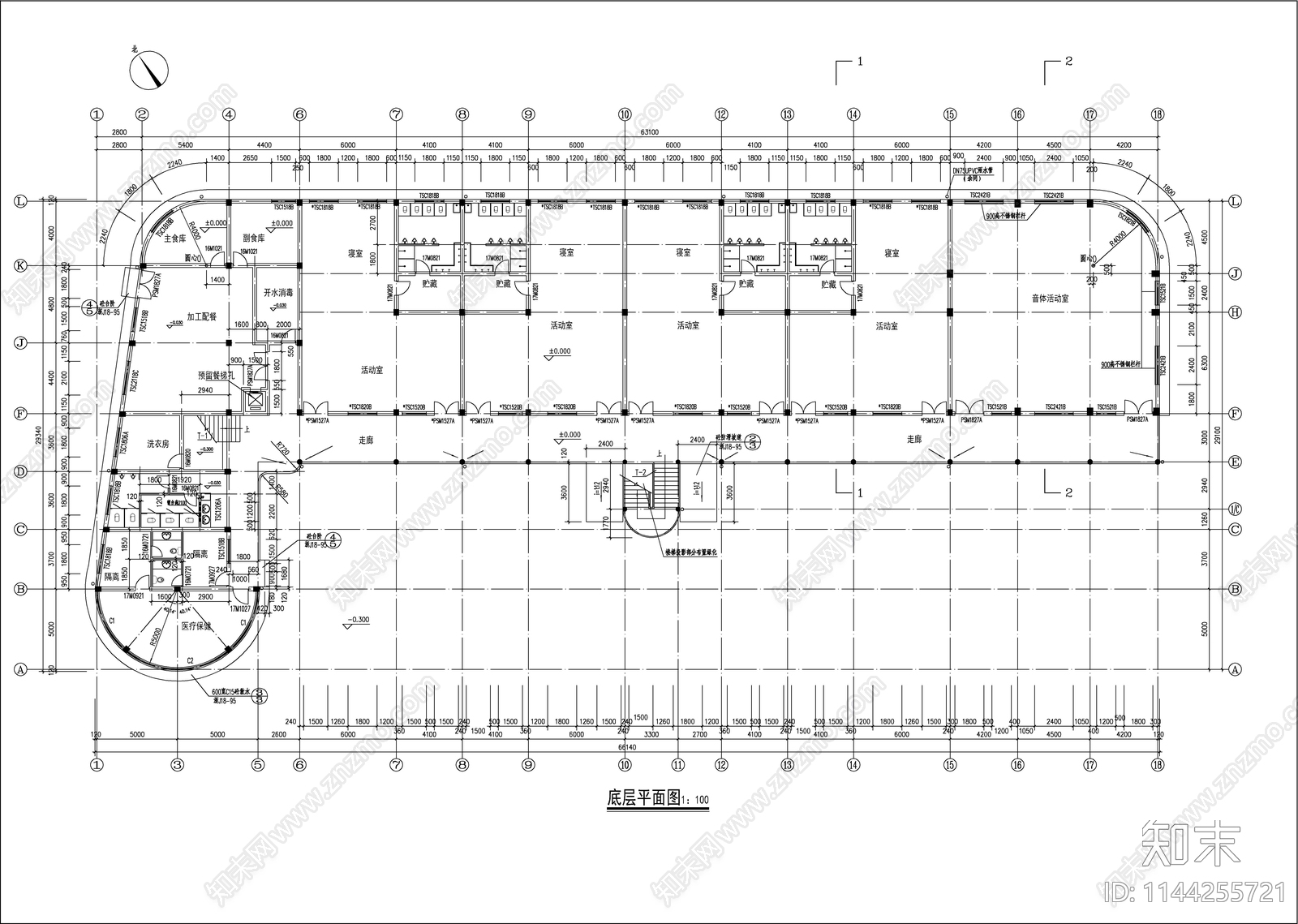 某幼儿园教学楼建筑cad施工图下载【ID:1144255721】