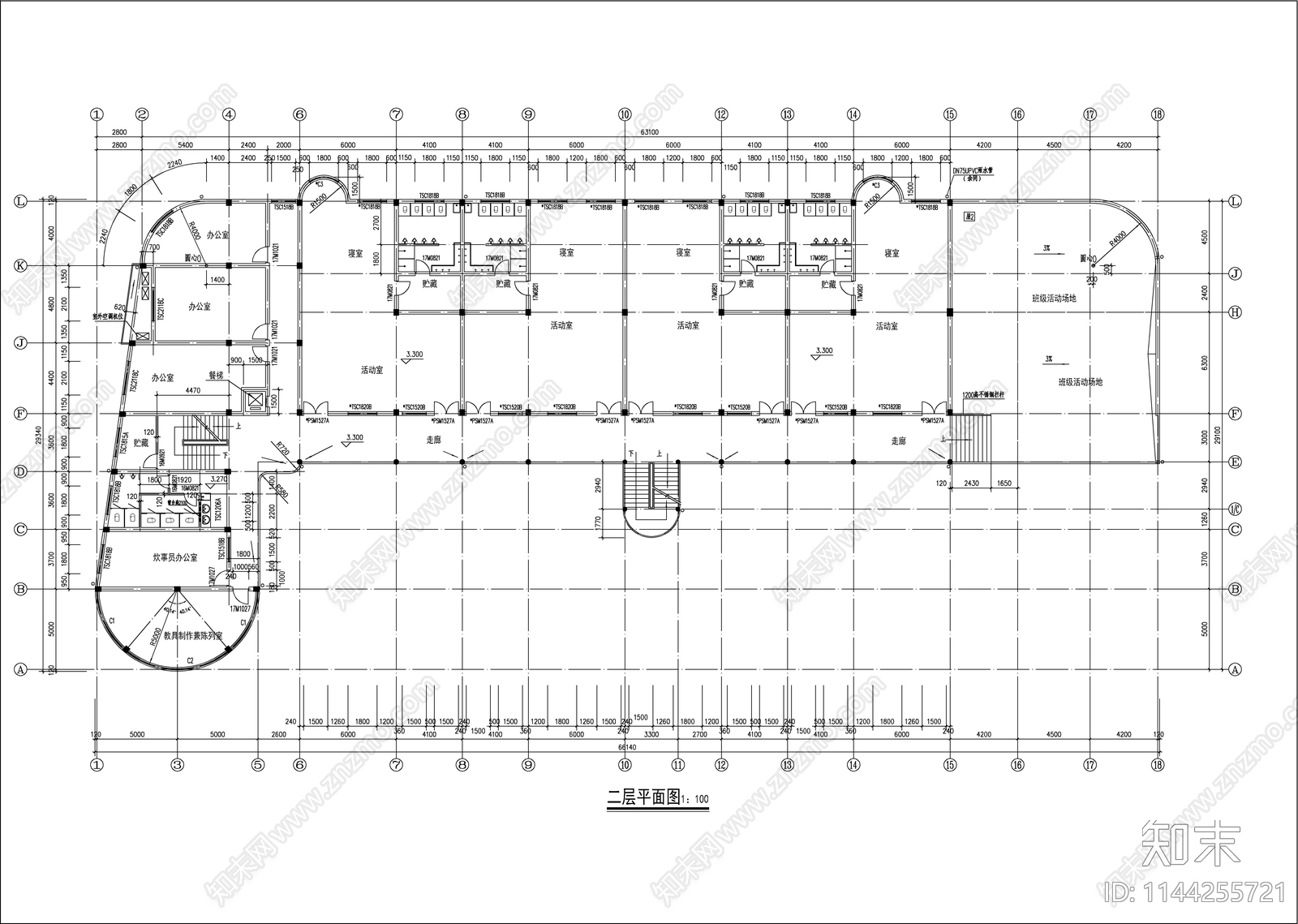 某幼儿园教学楼建筑cad施工图下载【ID:1144255721】