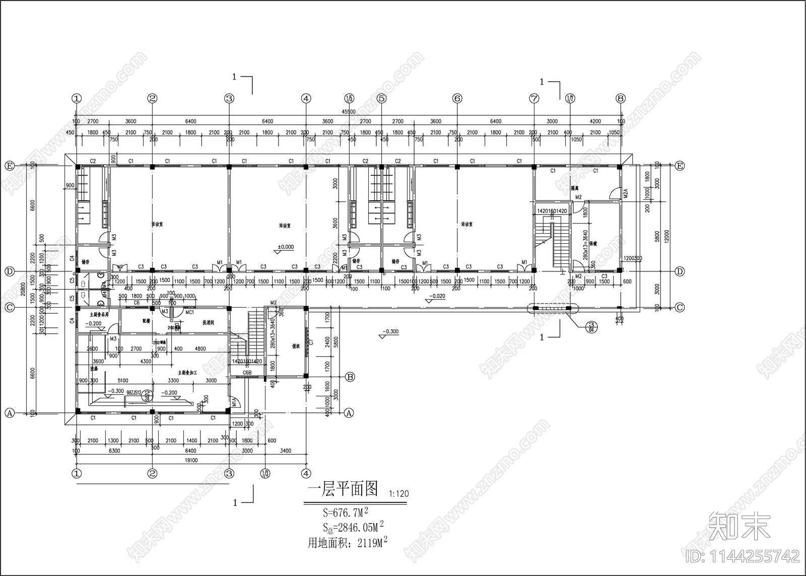 幼儿园教学楼建筑cad施工图下载【ID:1144255742】