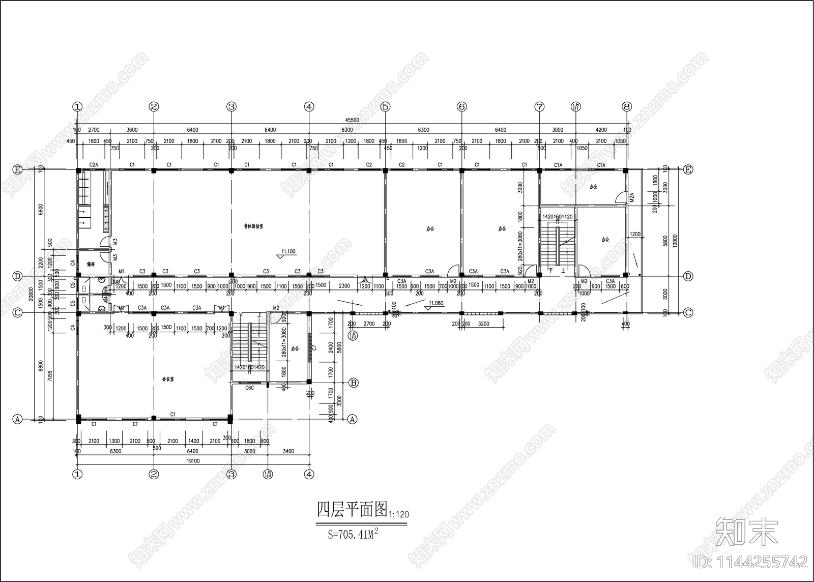 幼儿园教学楼建筑cad施工图下载【ID:1144255742】