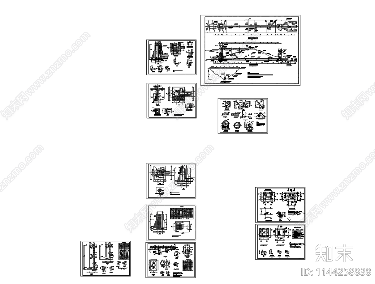 水库涵管启闭机工作桥cad施工图下载【ID:1144258838】