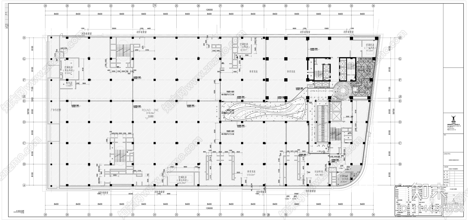 五角场万达广场E栋三四层内装cad施工图下载【ID:1144264558】