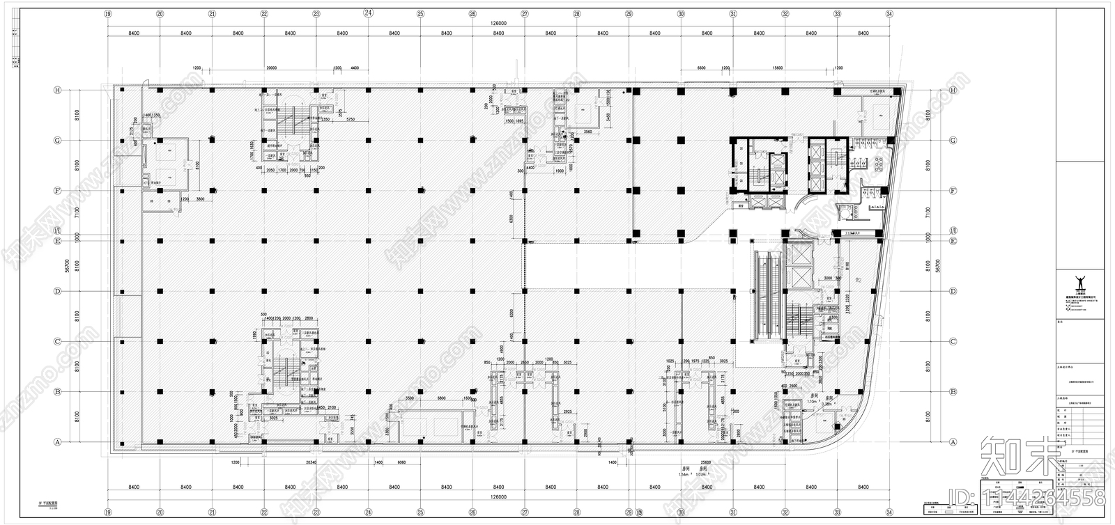 五角场万达广场E栋三四层内装cad施工图下载【ID:1144264558】