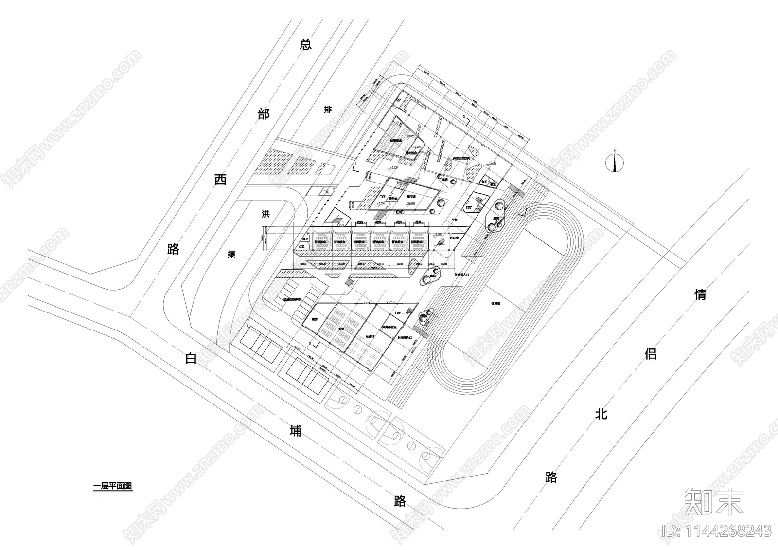 小学校园建筑cad施工图下载【ID:1144268243】