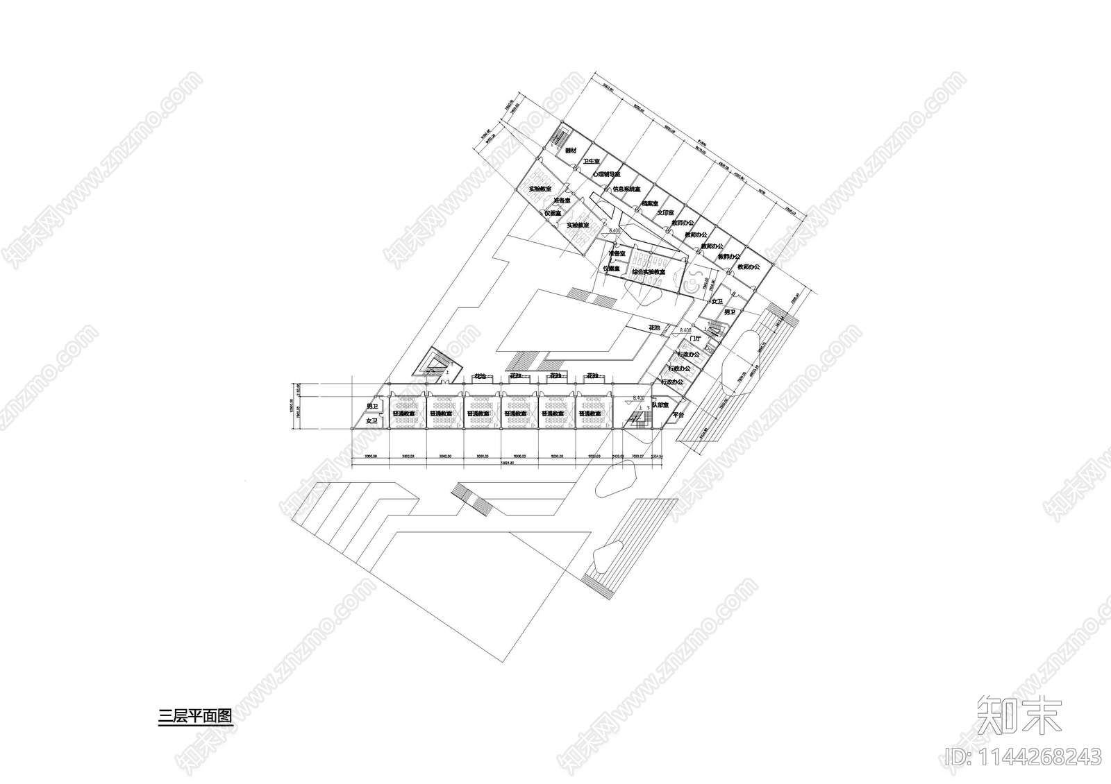 小学校园建筑cad施工图下载【ID:1144268243】