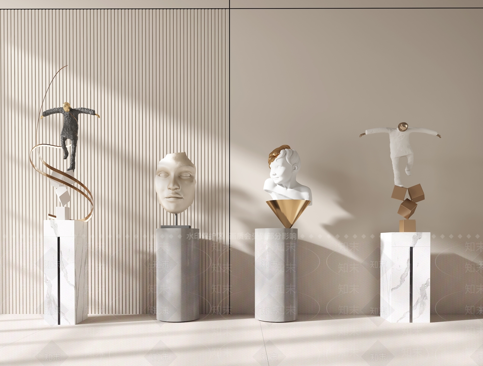 现代时尚雕塑个性金属雕塑摆件装饰摆件组合金属人物雕塑金属3D模型下载【ID:1144271186】