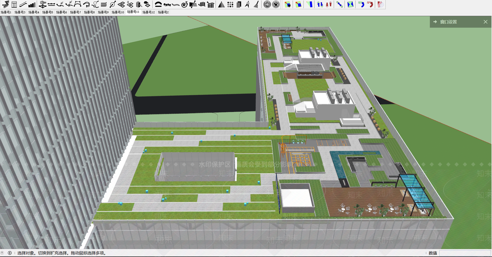 屋顶花园SU模型精品下载_SketchUp模型_知末网