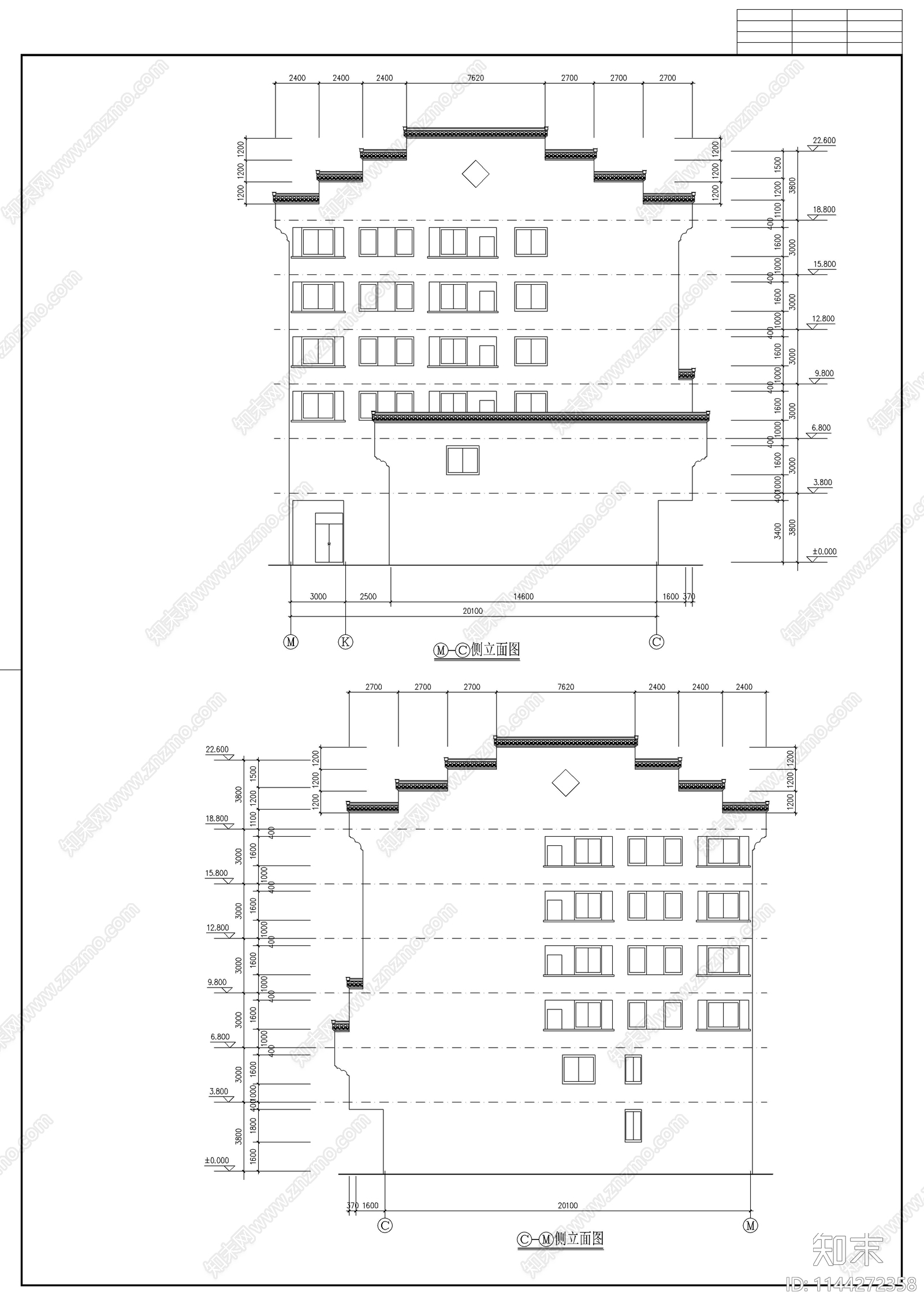 徽派商住古建筑cad施工图下载【ID:1144272358】