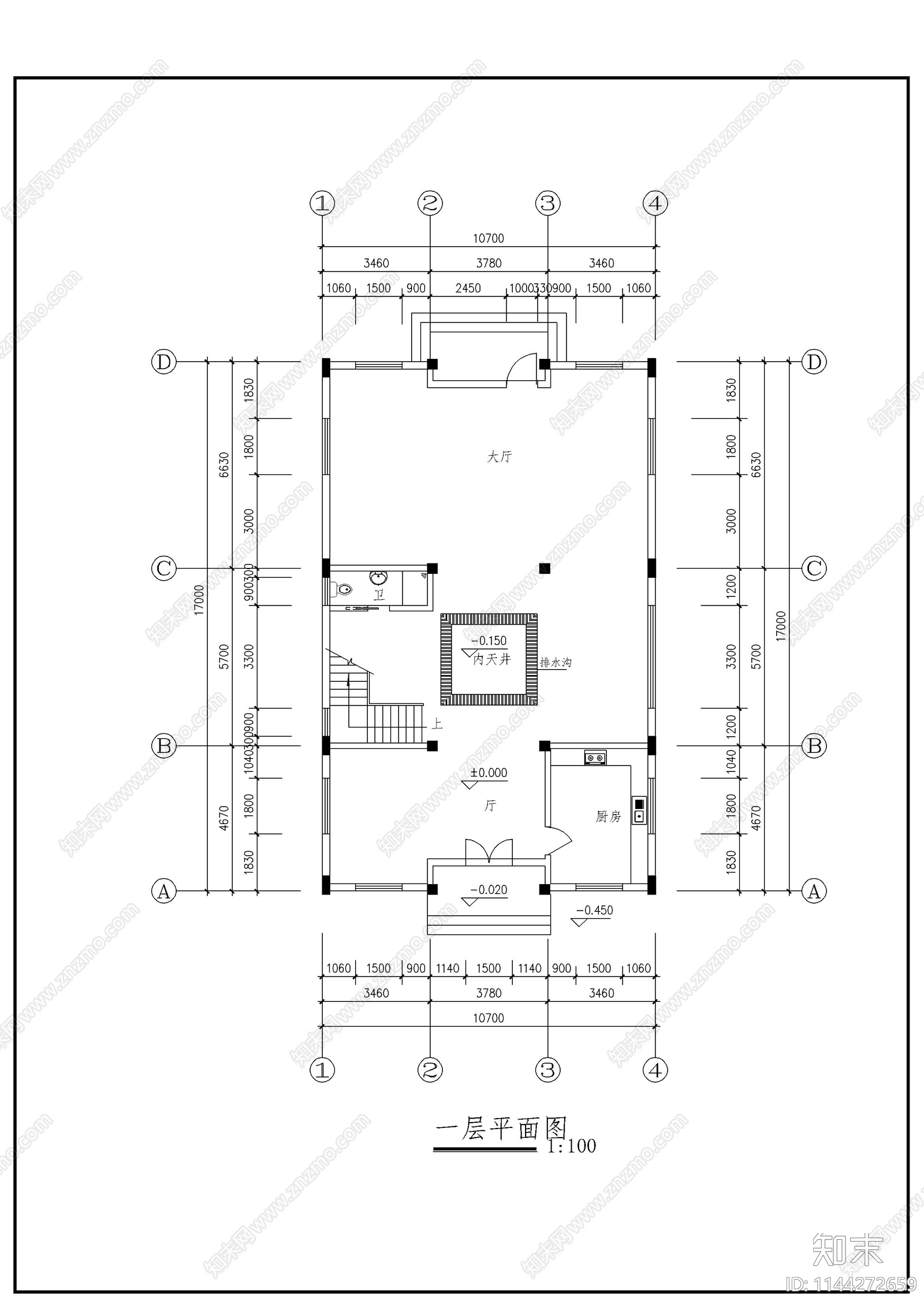 徽派民居建筑cad施工图下载【ID:1144272659】