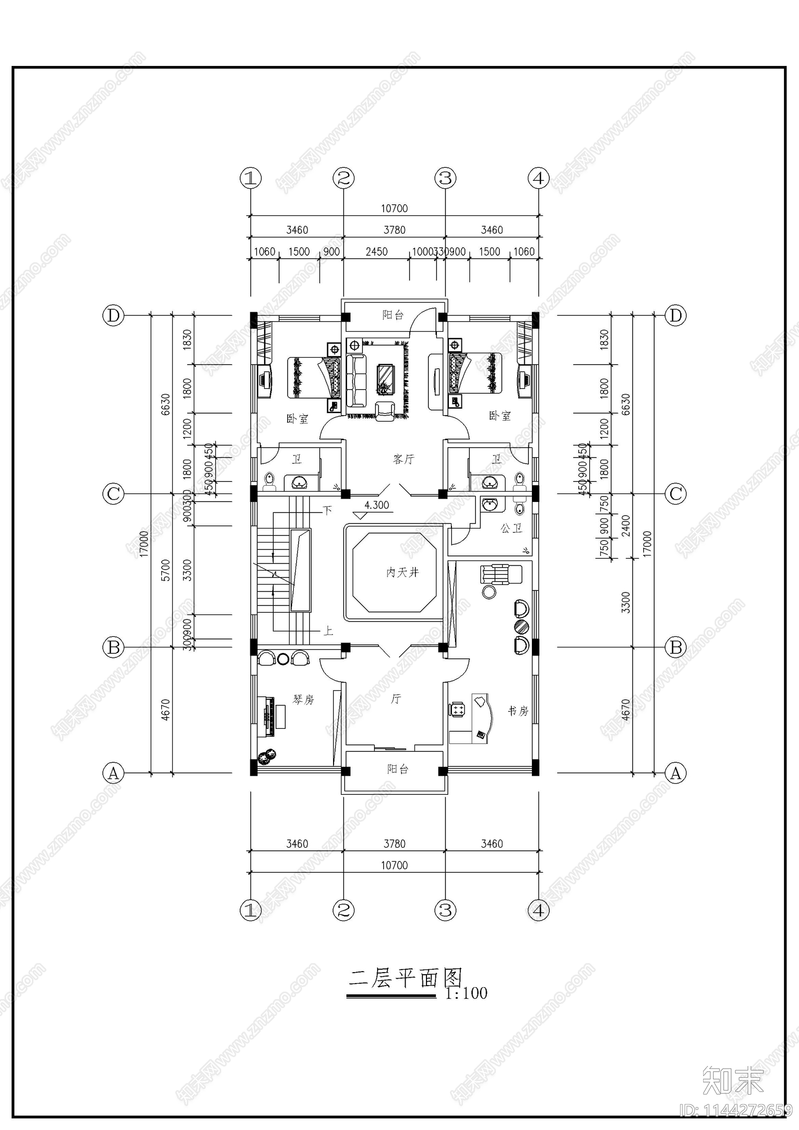 徽派民居建筑cad施工图下载【ID:1144272659】