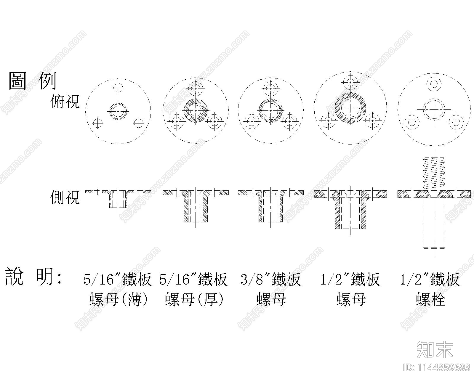 五金件合页轨道铰链角钢型钢滑轮柜门把手螺丝施工图下载【ID:1144359693】