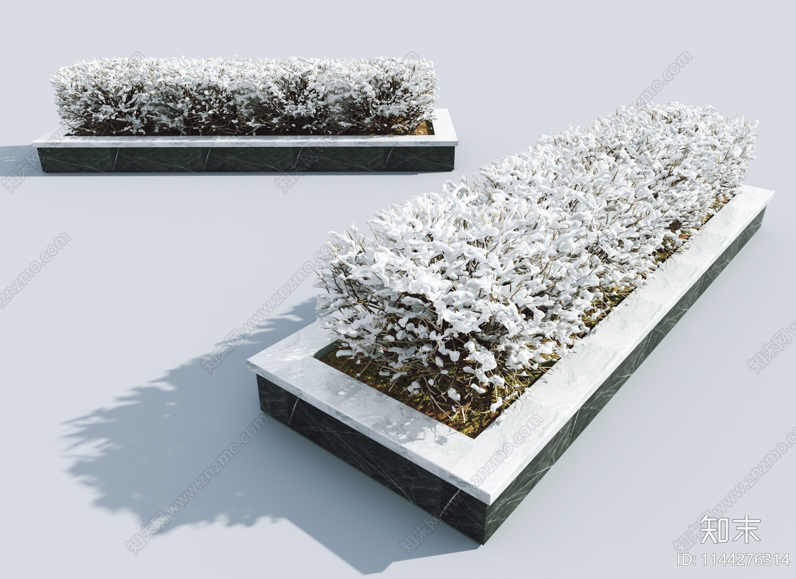 现代冬天雪景灌木丛3D模型下载【ID:1144276314】