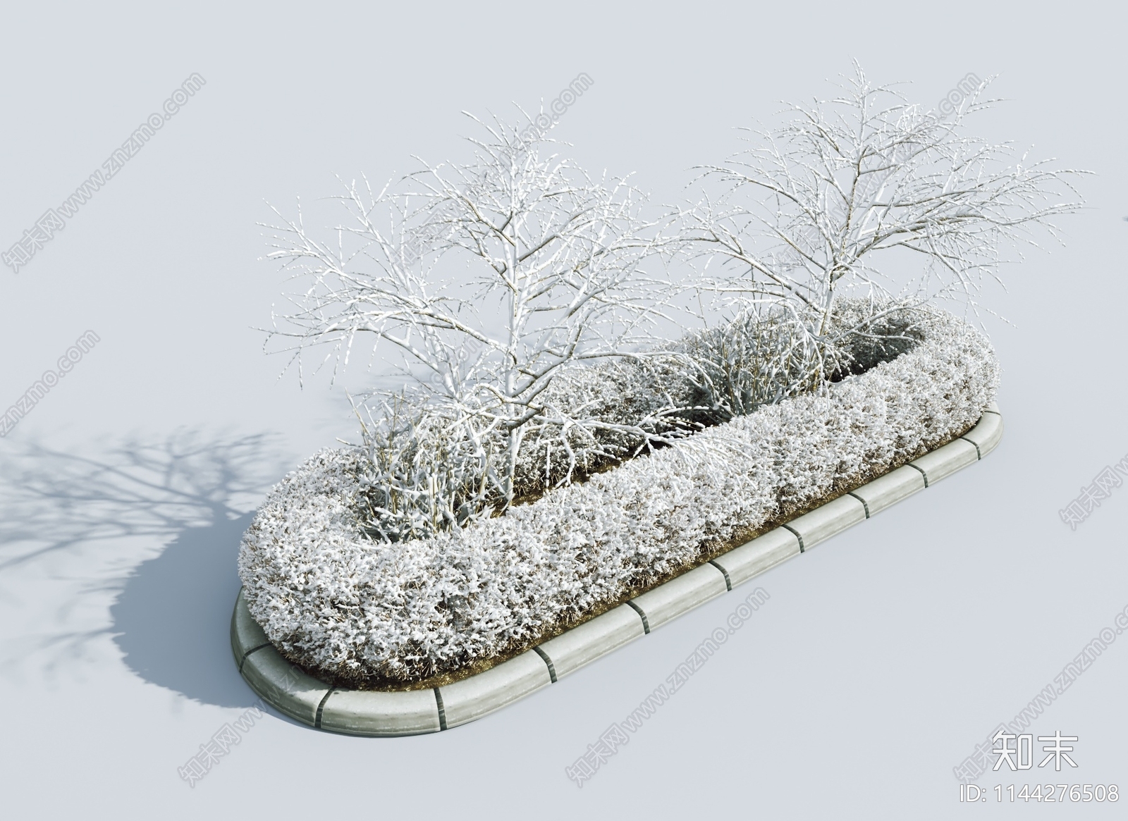 现代冬天雪景灌木丛3D模型下载【ID:1144276508】