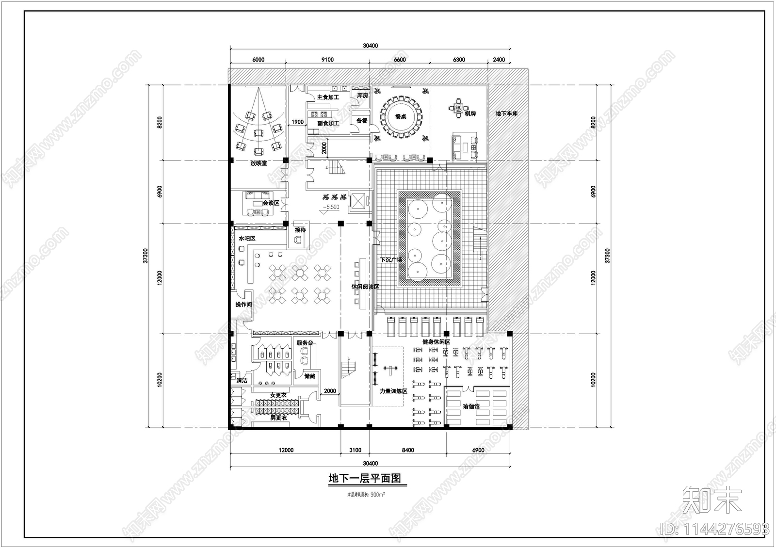 售楼处建筑平面图cad施工图下载【ID:1144276593】