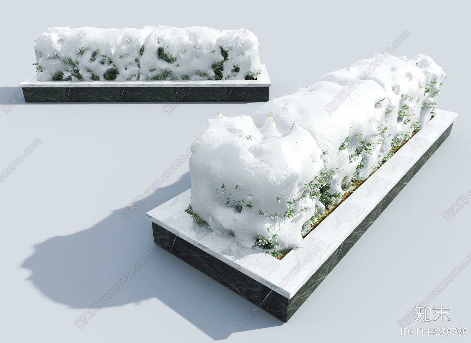 现代冬天雪景灌木丛3D模型下载【ID:1144276786】