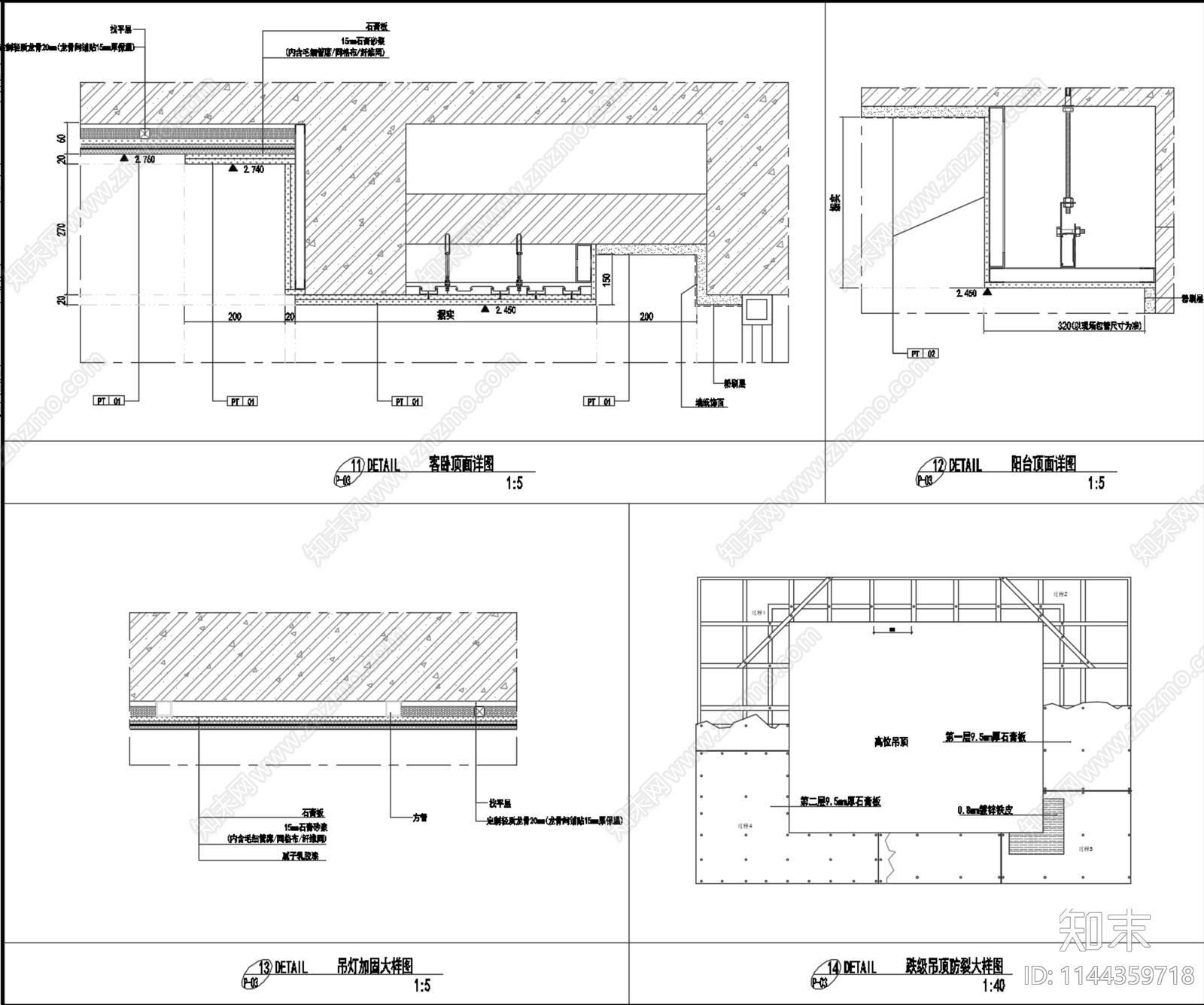 常州嘉宏一江风华240m²大平层室内cad施工图下载【ID:1144359718】