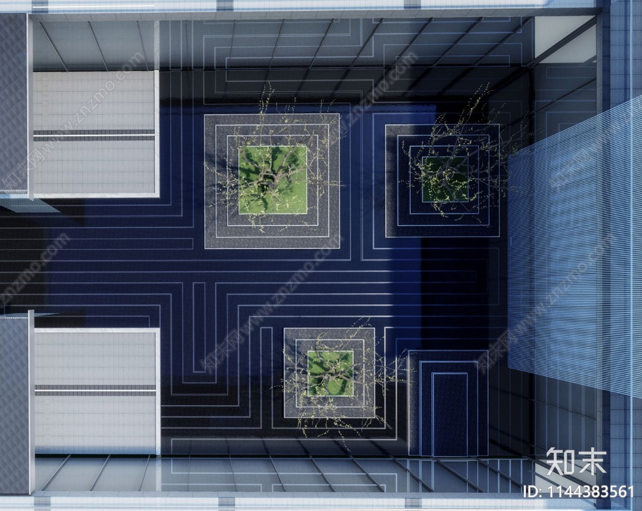 现代办公景观SU模型下载【ID:1144383561】