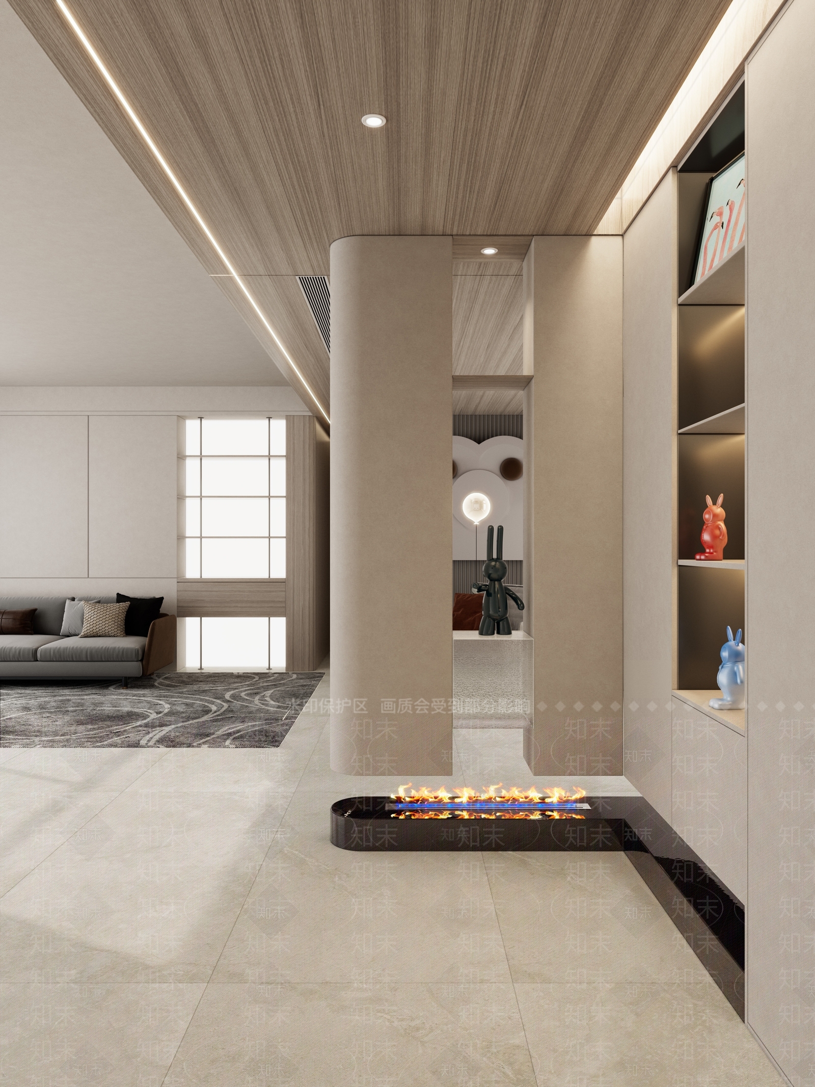 北欧奶油风客厅隔断玄关3D模型下载【ID:1144283880】