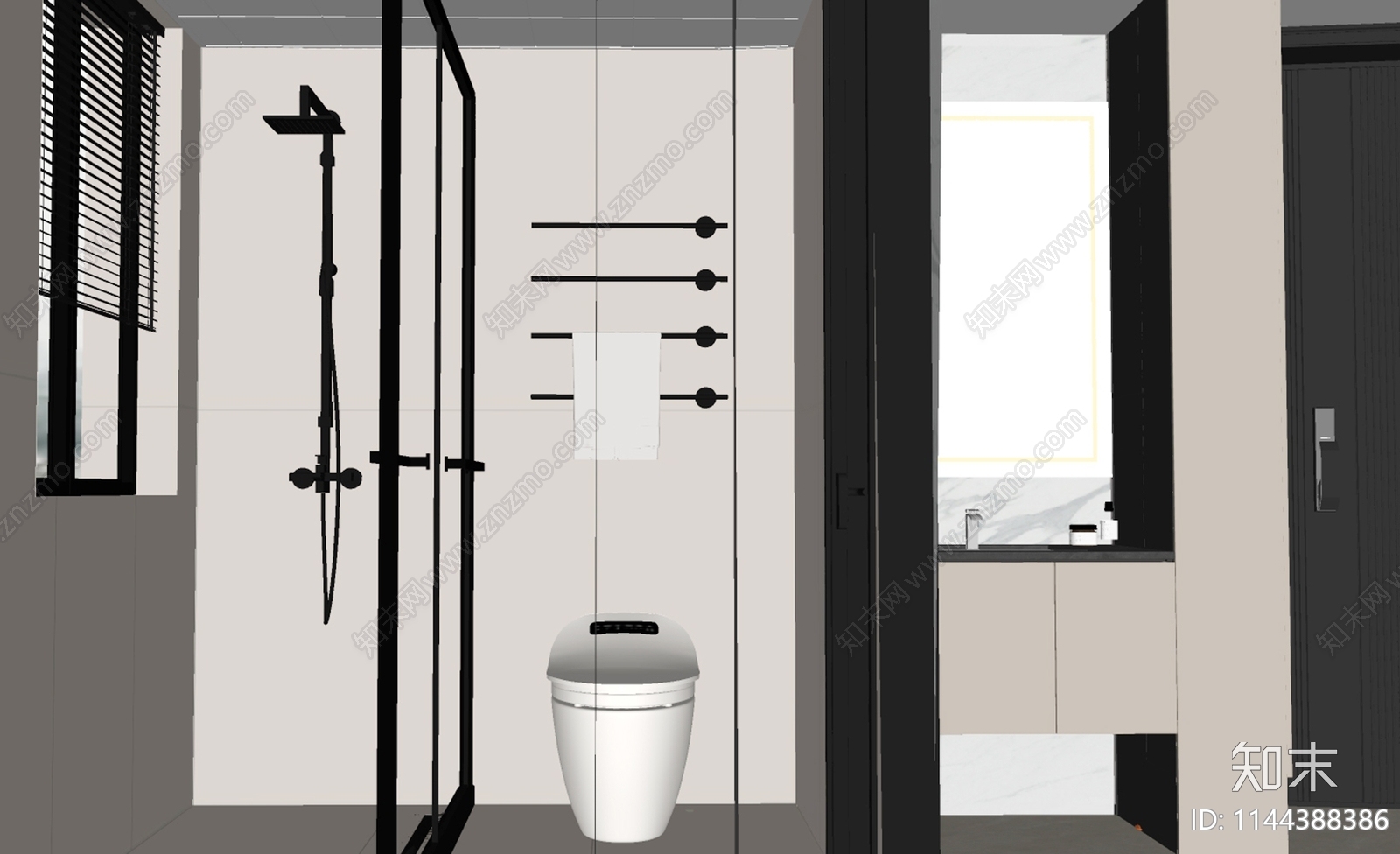 现代卫生间SU模型下载【ID:1144388386】