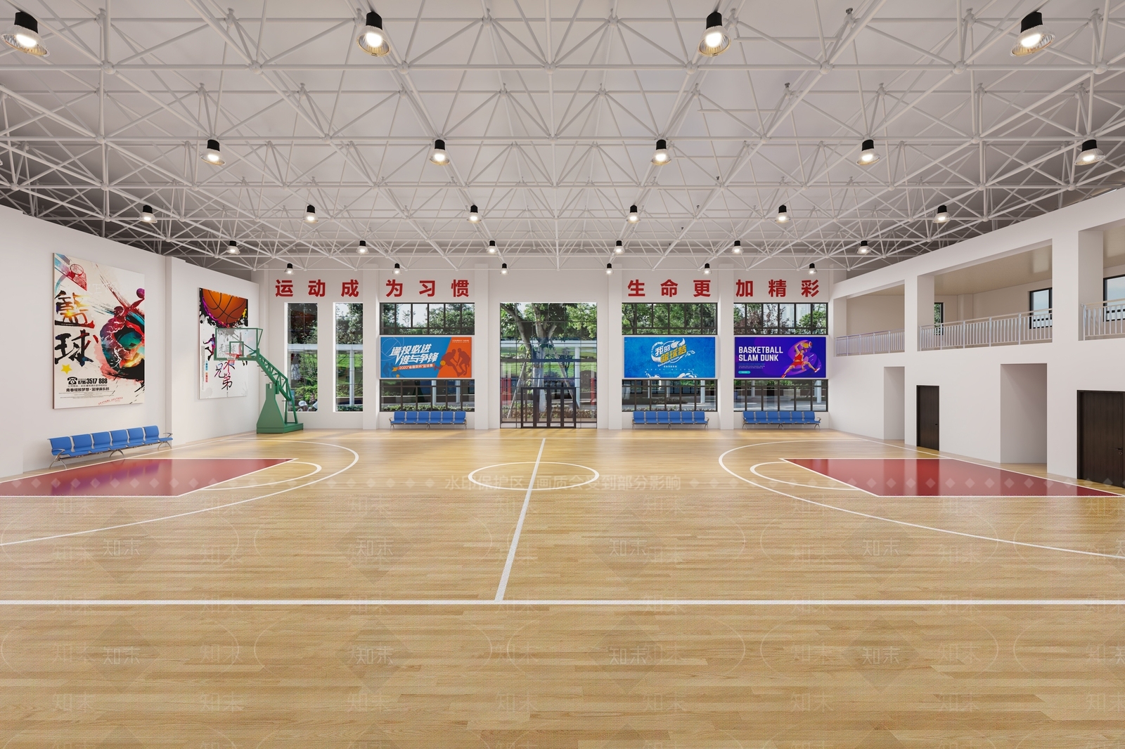 室内篮球馆3D模型下载【ID:1144284687】