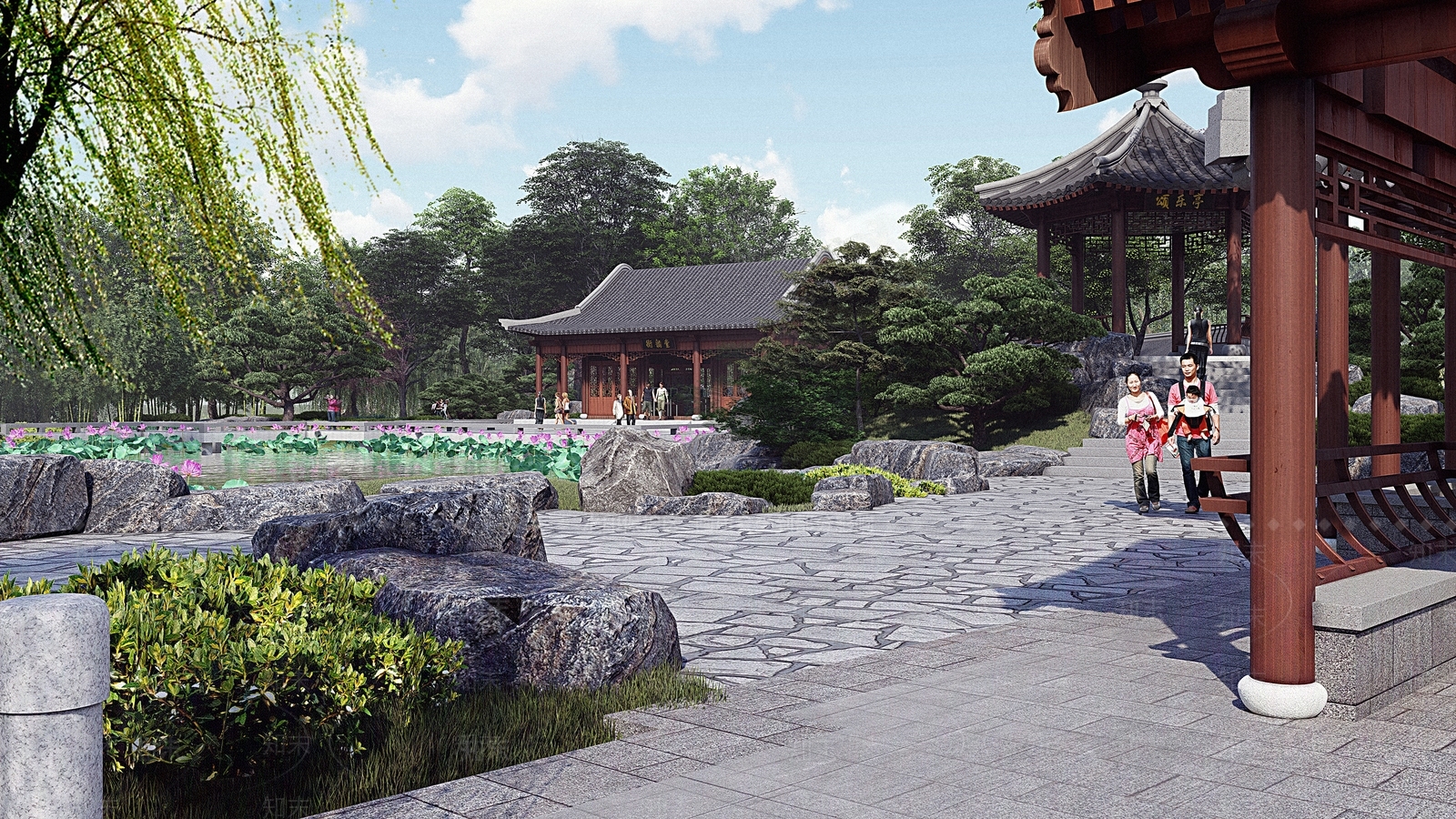 中式园博园SU模型下载【ID:1144435019】