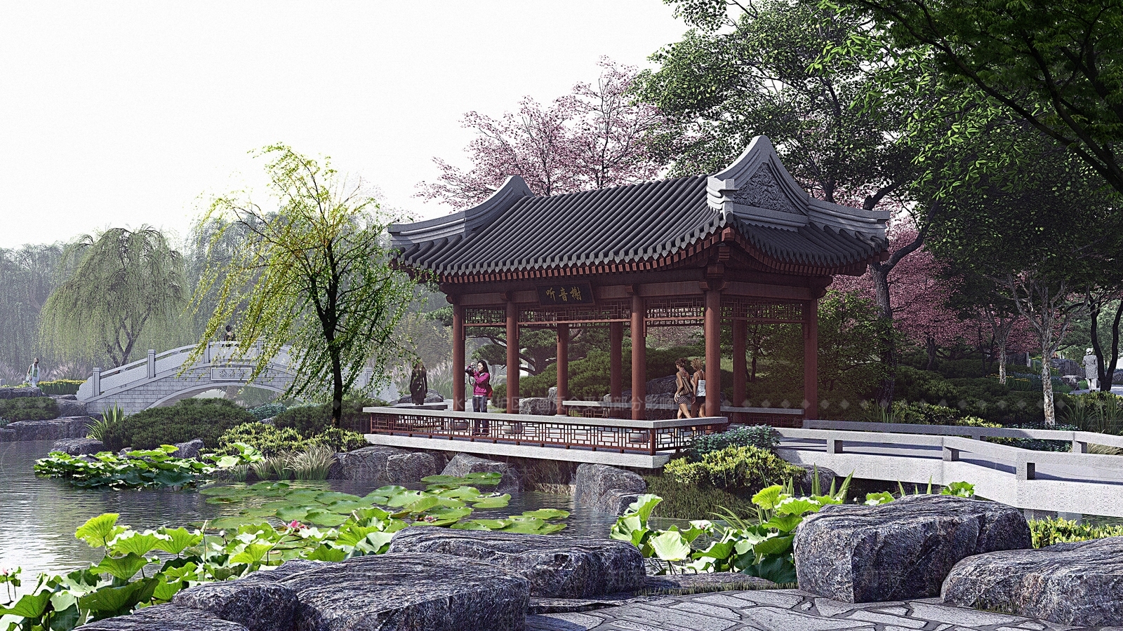 中式园博园SU模型下载【ID:1144435019】