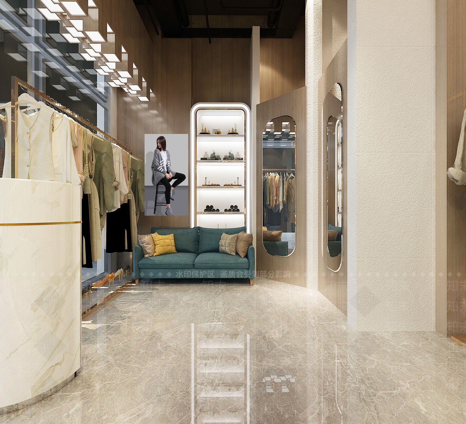 现代服装鞋店3D模型下载【ID:1144288102】