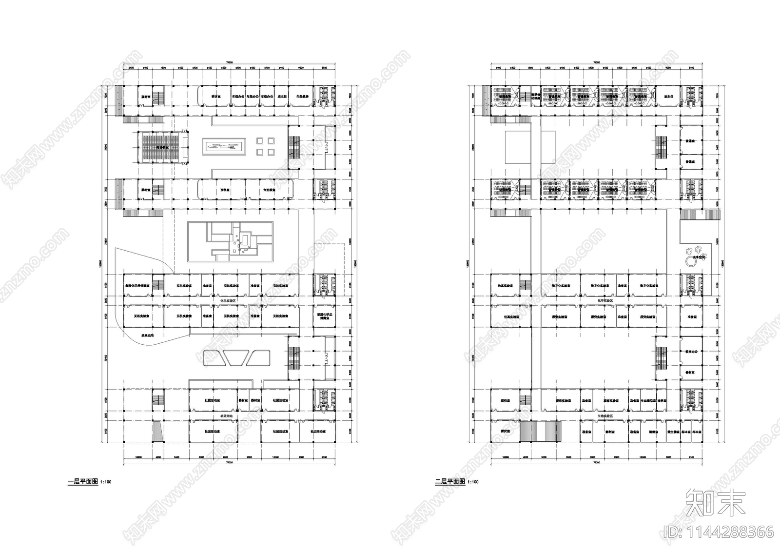 中学学校建筑cad施工图下载【ID:1144288366】