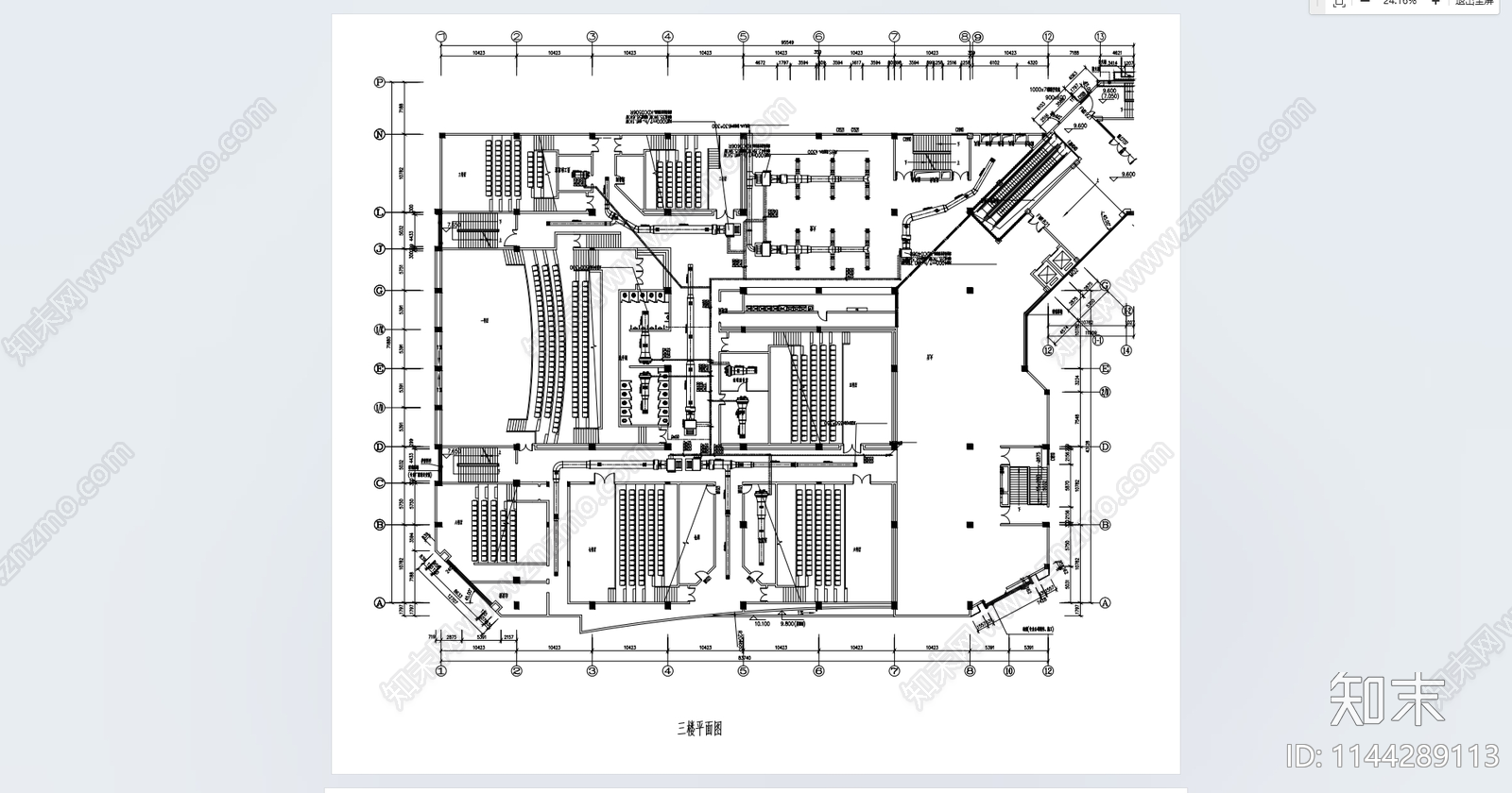 某电影院中央空调新风系统cad施工图下载【ID:1144289113】