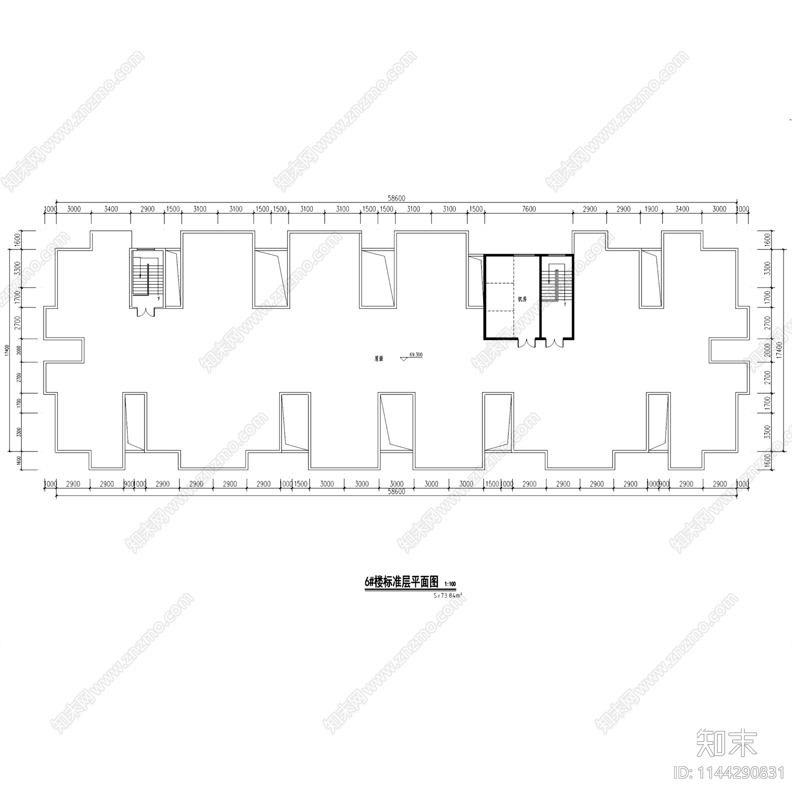 23层住宅区建筑cad施工图下载【ID:1144290831】