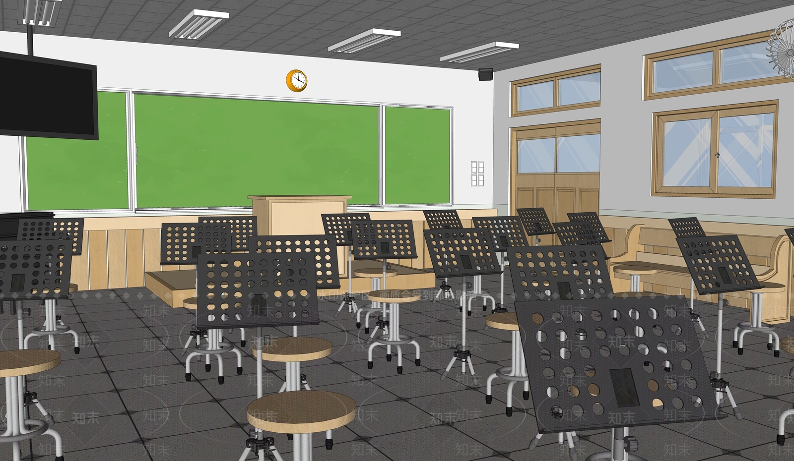 现代学校教室SU模型下载【ID:1144292635】